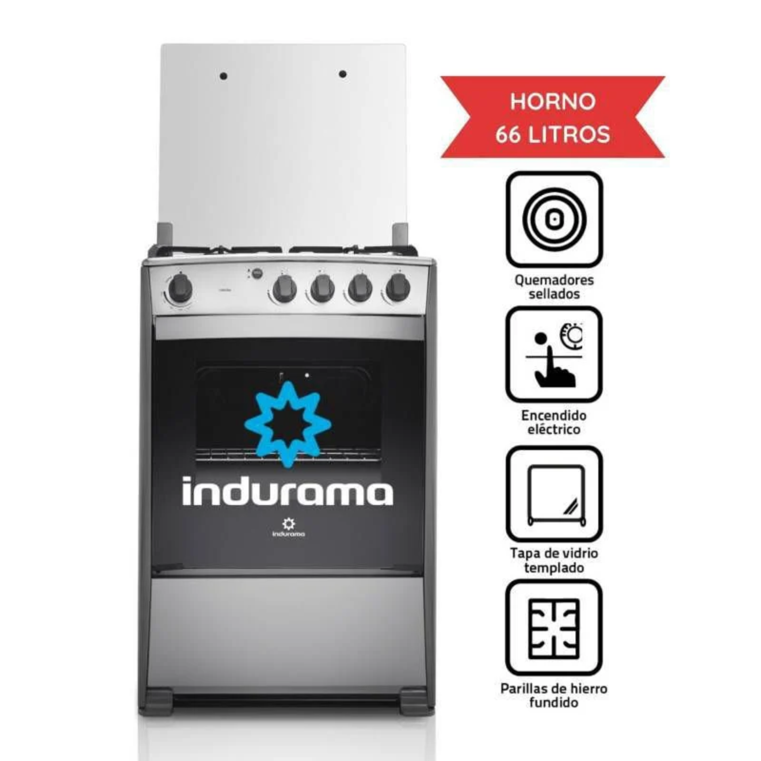 COCINA A GAS GLP INDURAMA 4 HORNILLAS CORUÑA Q - 1