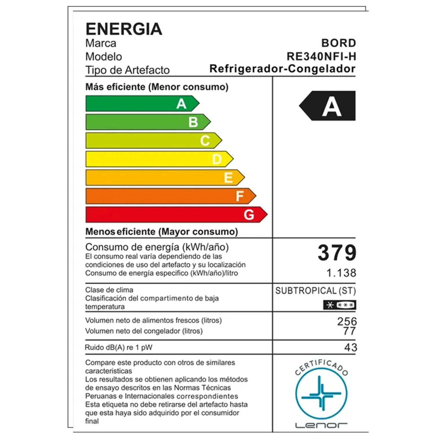 REFRIGERADORA BORD 347L TOP FREEZER NO FROST RE340NFI-H - 4