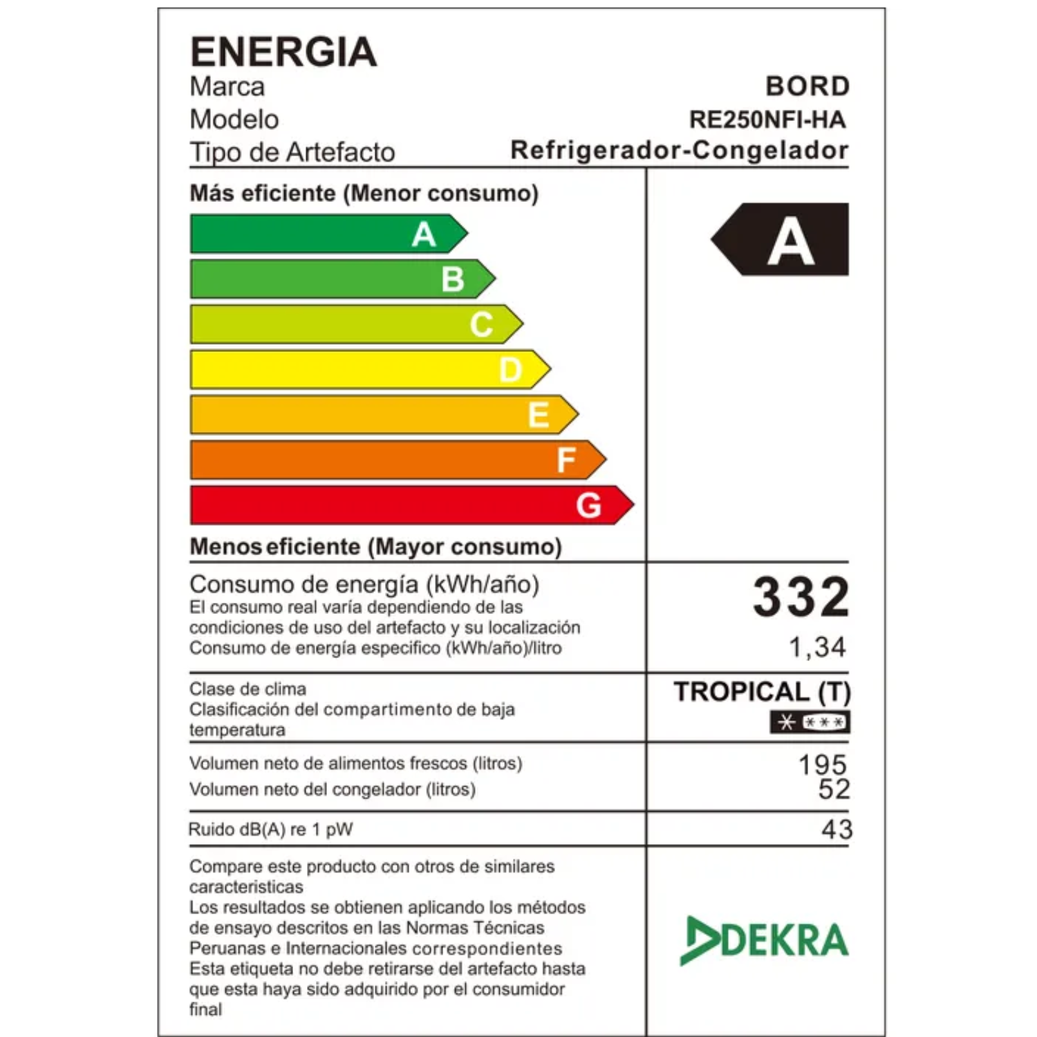 REFRIGERADORA BORD 251 LT NO FROST RE250NFIH - 4