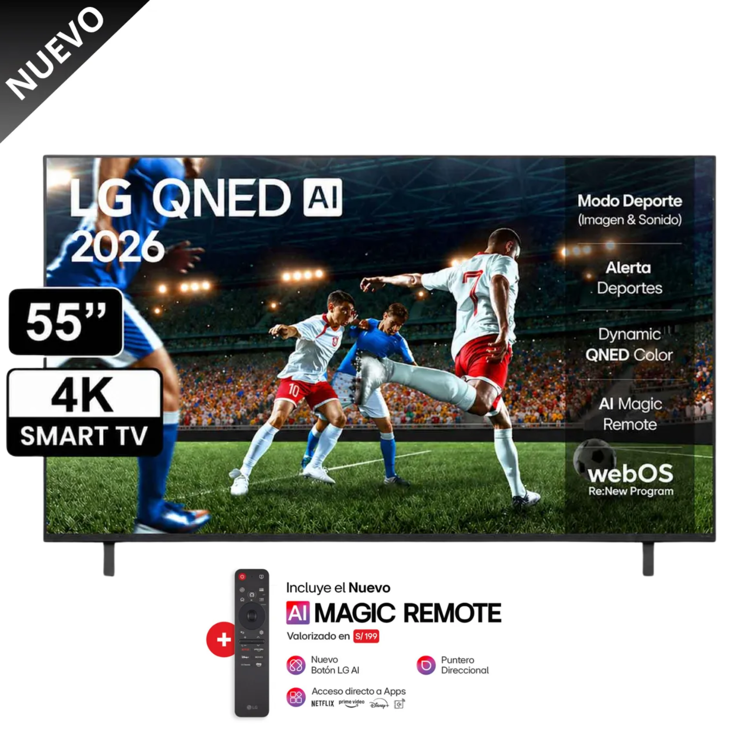 TELEVISOR LG QNED 55” 4K UHD SMART TV CON AI 55QNED73ASA (2026) - 1