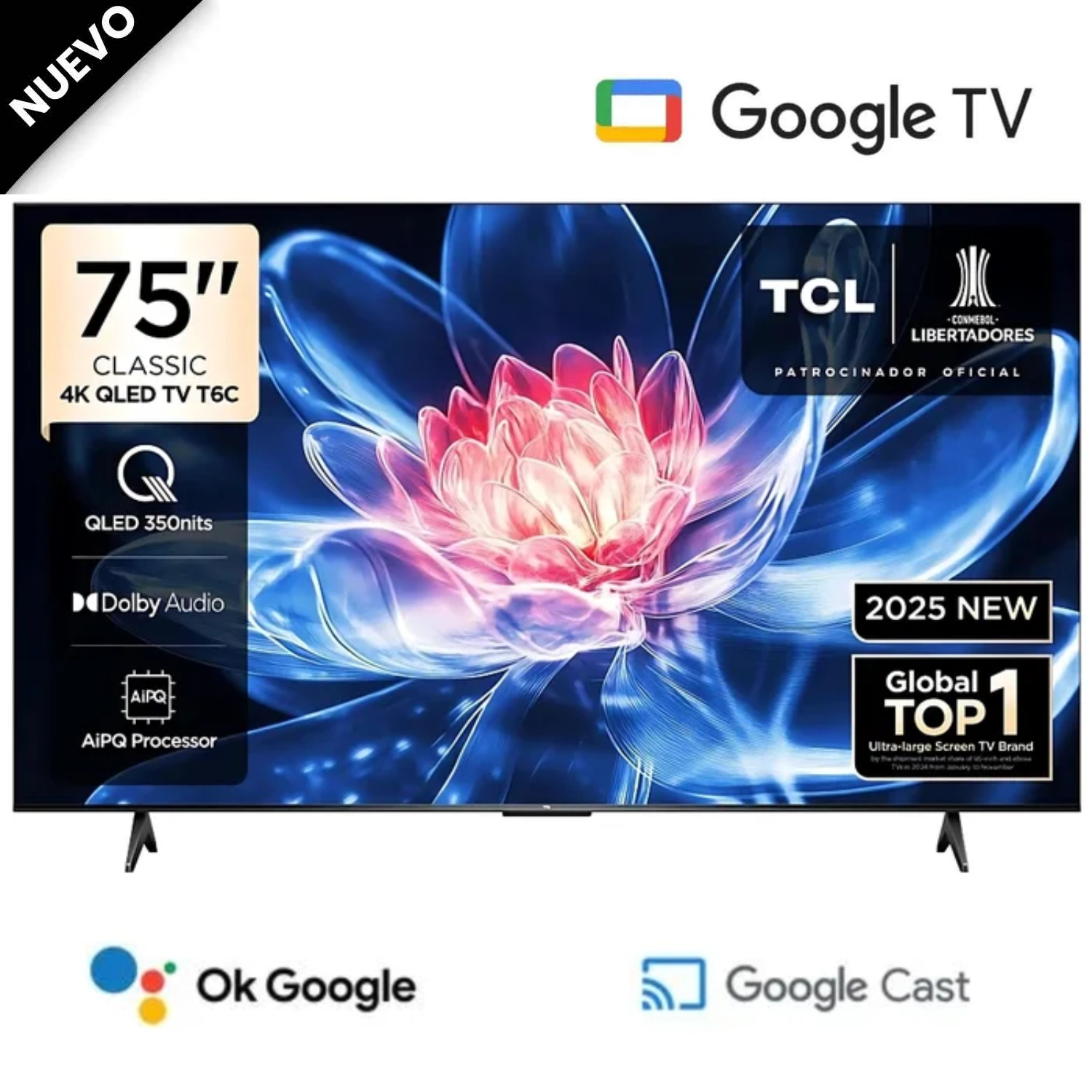 TELEVISOR TCL QLED 75' SMART UHD 4K GOOGLE TV 75T6C - 1