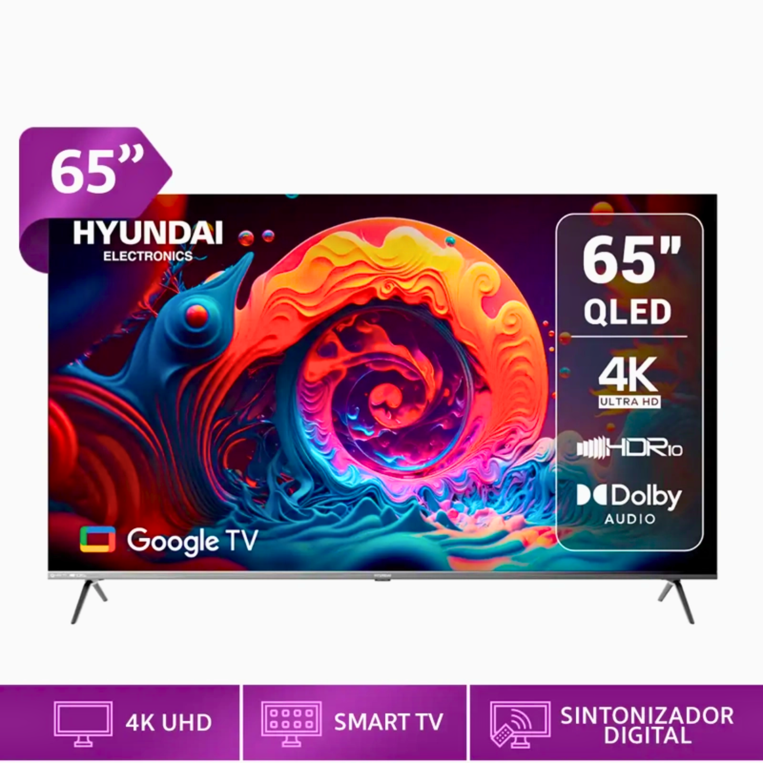 TELEVISOR HYUNDAI 65' HYLED6513QG 4K QLED GRIS - 1
