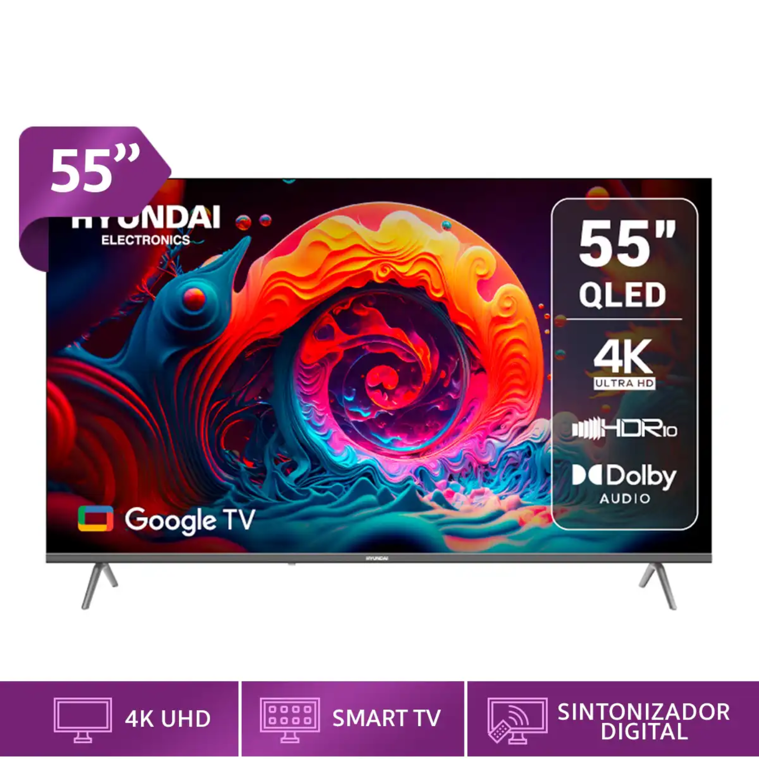 TELEVISOR SMART TV UHD 4K HYUNDAI QLED 55 HYLED5529QG - GOOGLE TV - 1