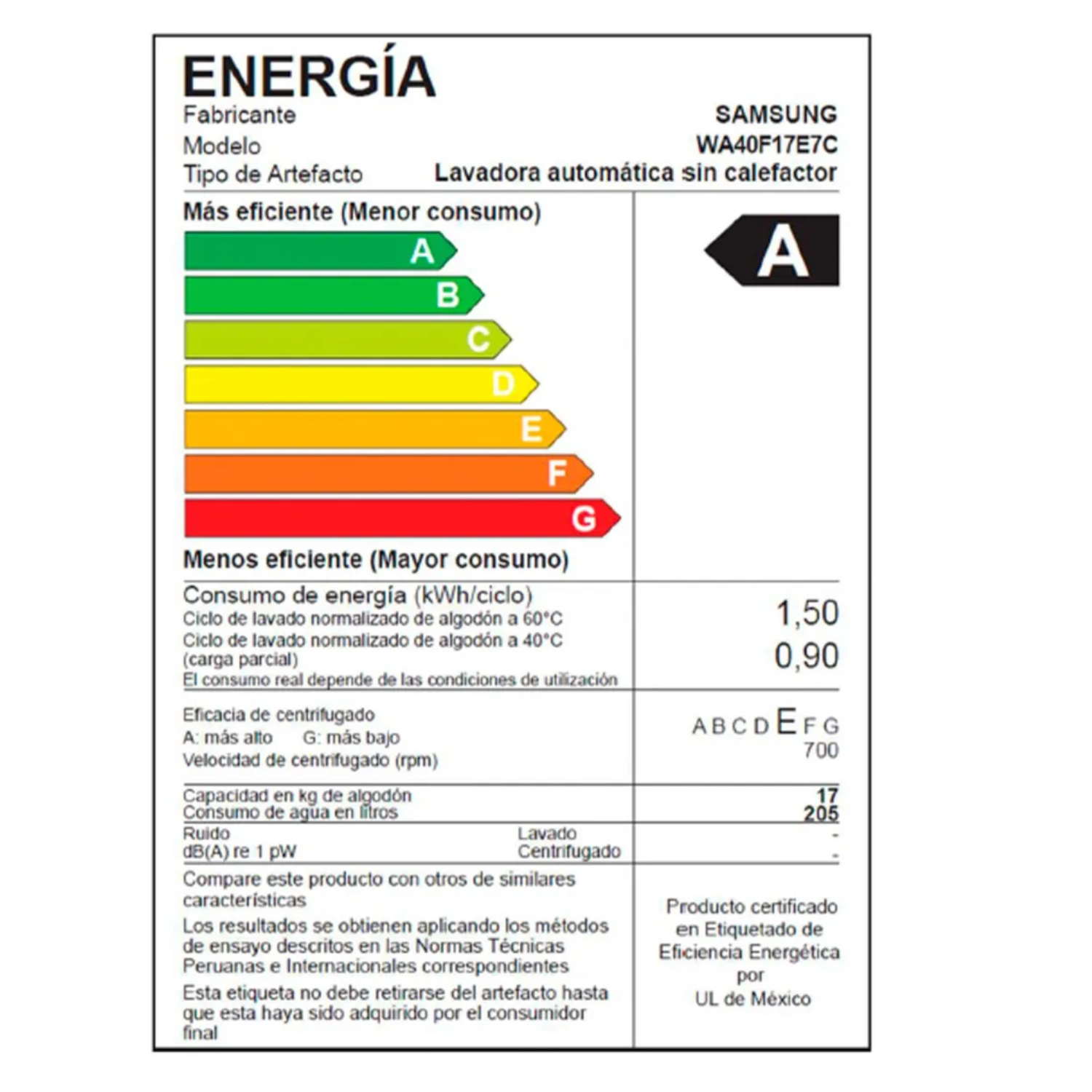 LAVADORA SAMSUNG 17 KG CARGA SUPERIOR ECO BUBBLE WA40F17E7CPE GRIS GRAFITO - 8