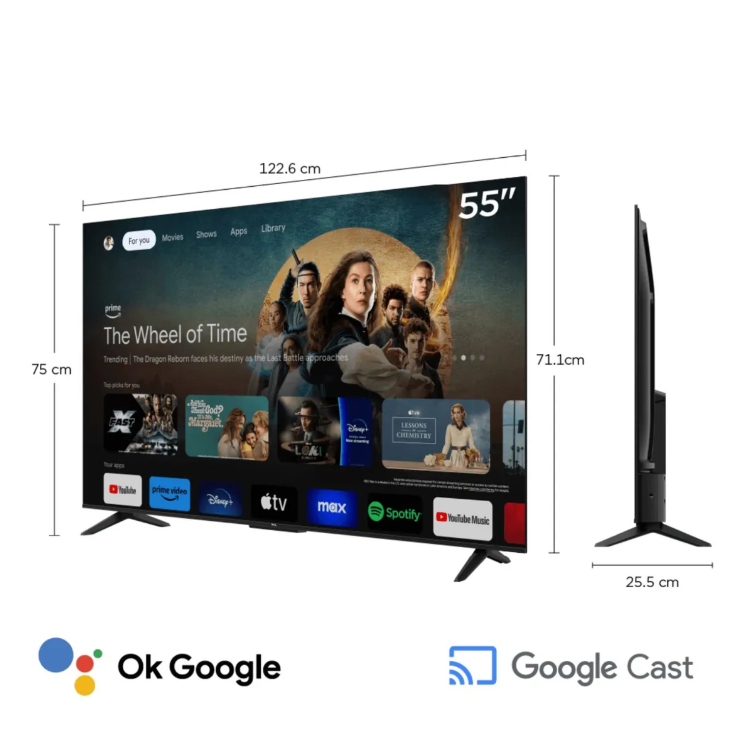 TELEVISOR TCL LED 55” 4K UHD SMART TV GOOGLE TV 55P6K - 3