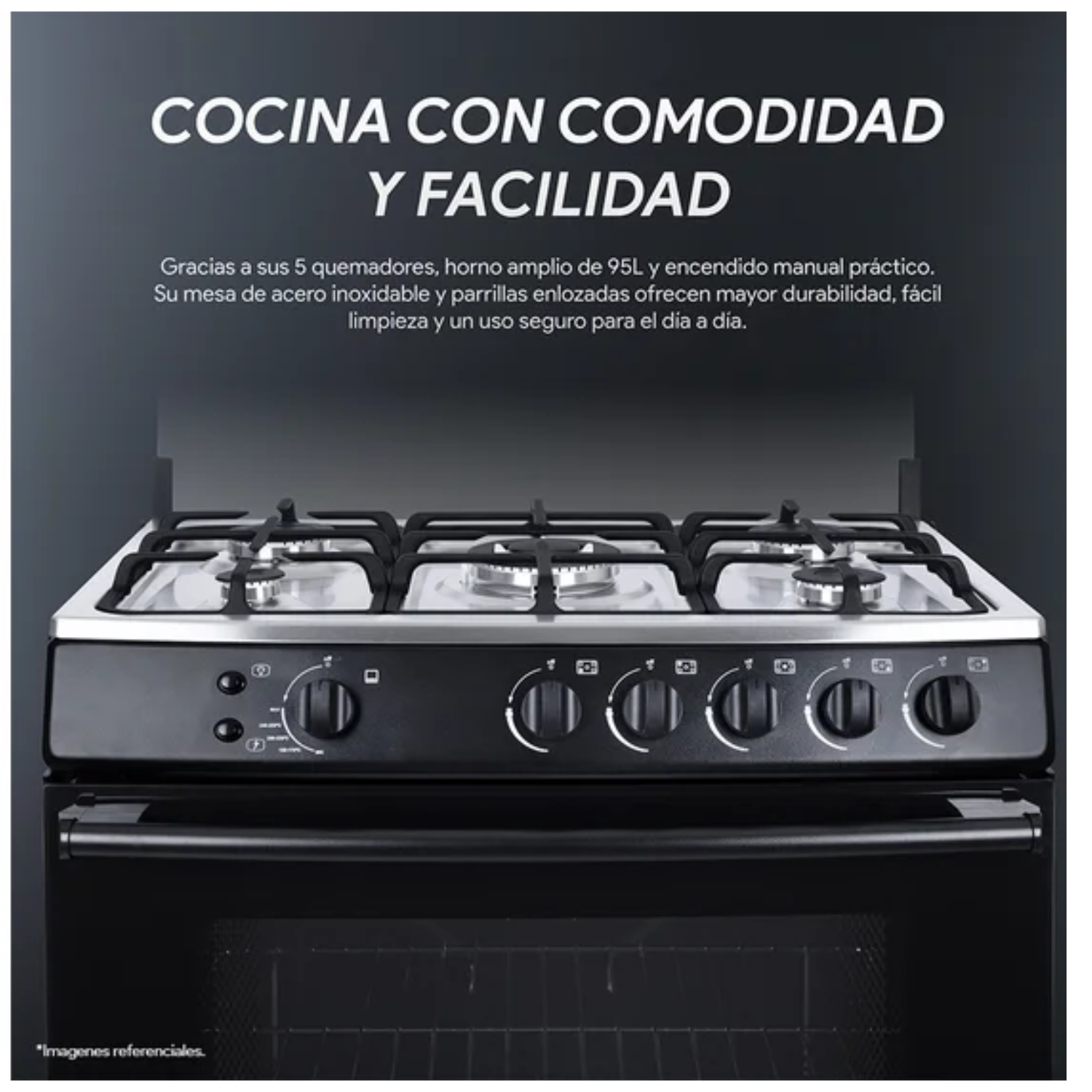 COCINA A GAS MIRAY GIRASOL PLUS GLP 5 HORNILLAS - 3