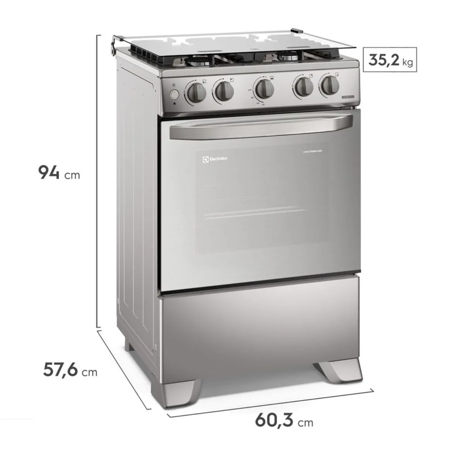 COCINA DE PIE ELECTROLUX FE4GMR 60CM VAPORBAKE 4 QUEMADORES SILVER - 5