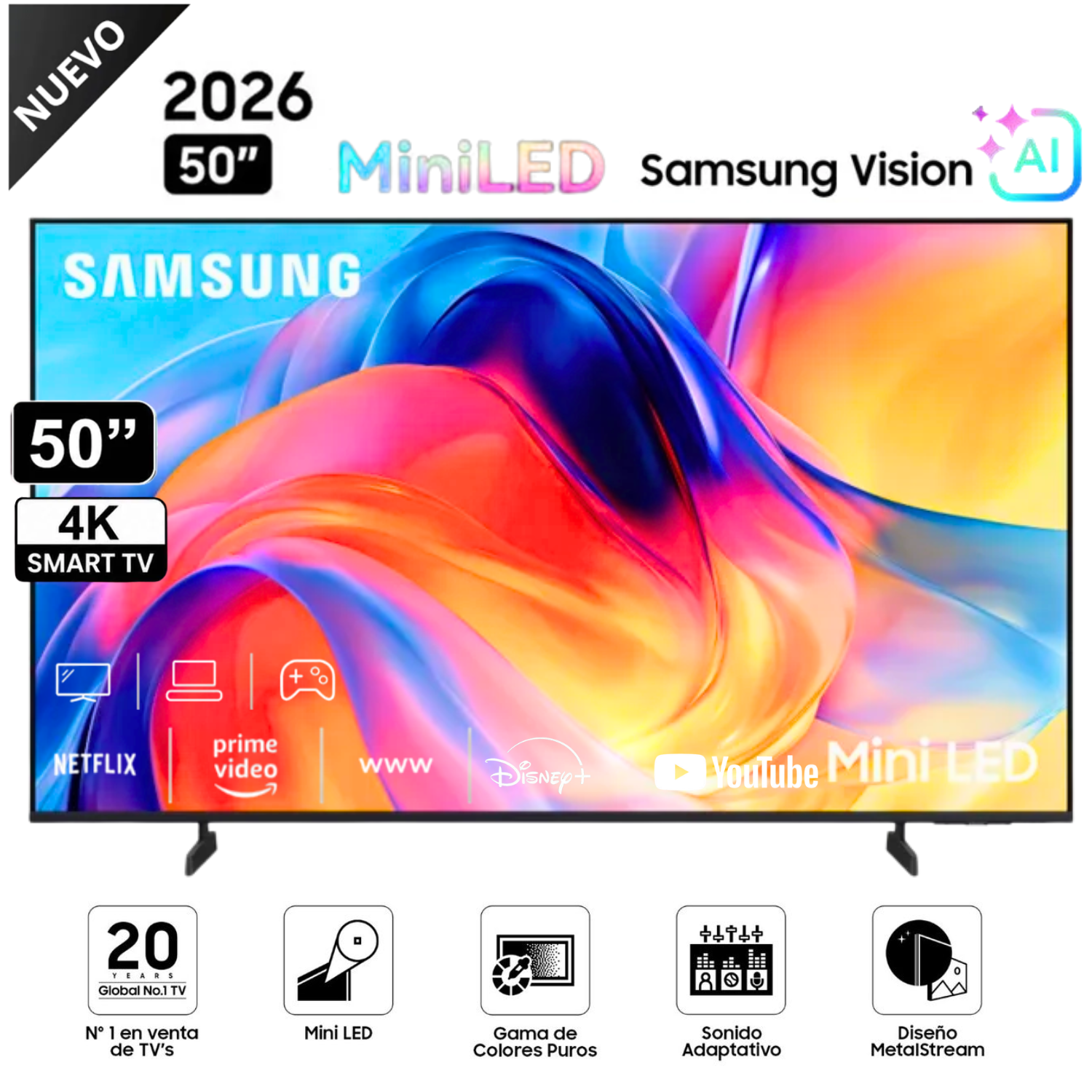TELEVISOR SAMSUNG SMART TV 50 MINI LED 4K UN50M70HAGXPE - 1