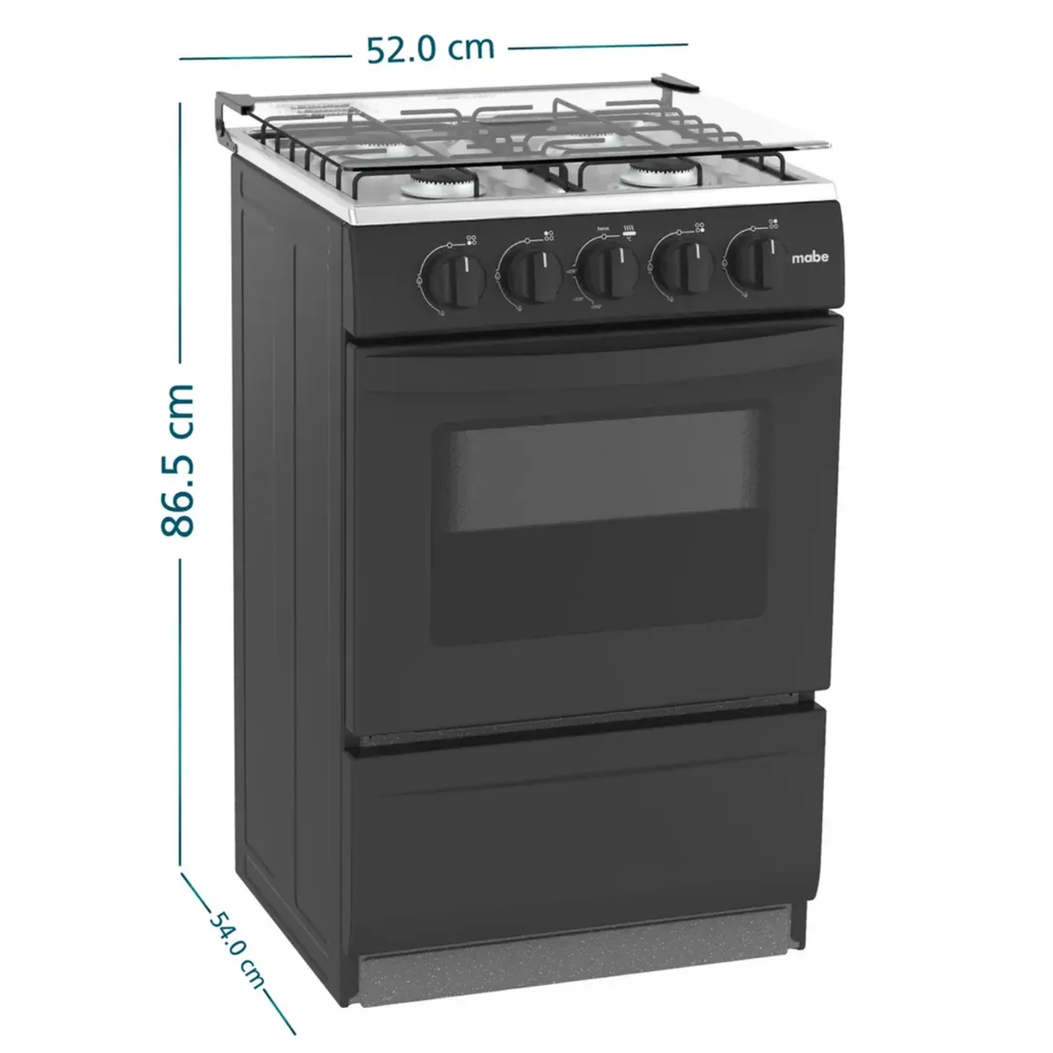 COCINA DE PIE A GAS MABE 4 HORNILLAS EMP2000AN0 NEGRO - 6