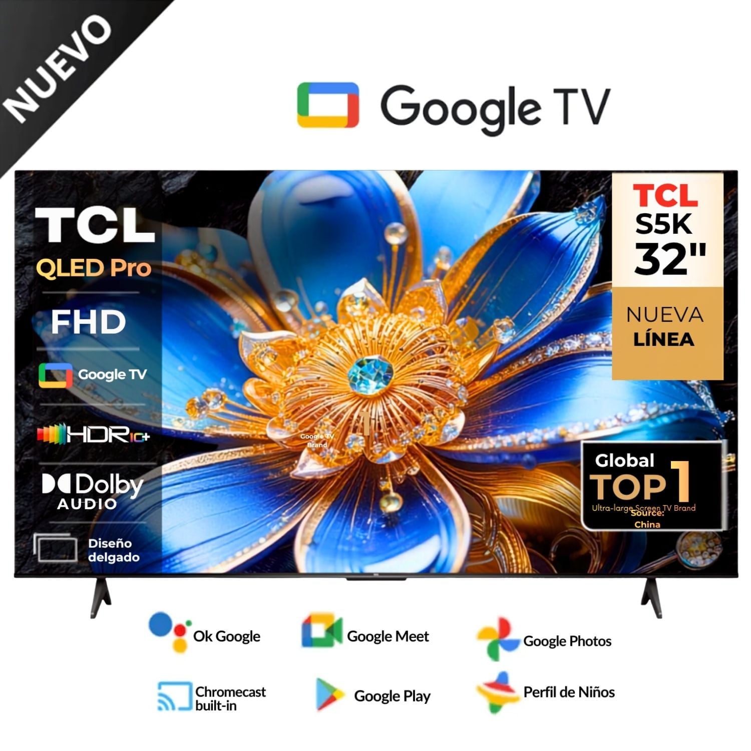 TELEVISOR TCL 32 QLED FULL HD GOOGLE TV 32S5K - 1