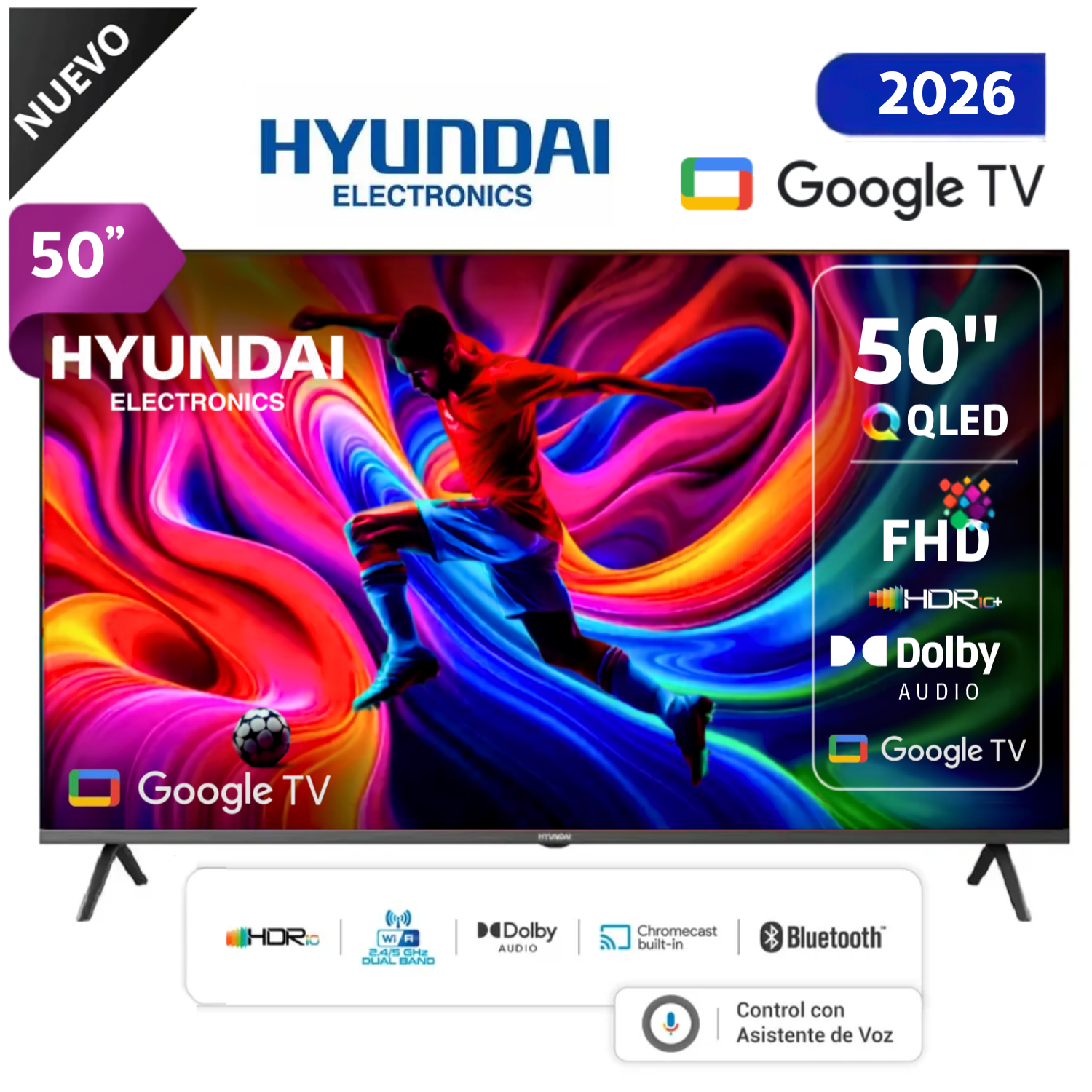 TELEVISOR HYUNDAI 50 QLED SMART TV GOOGLE TV FHD - HYLED5027QFG - 1