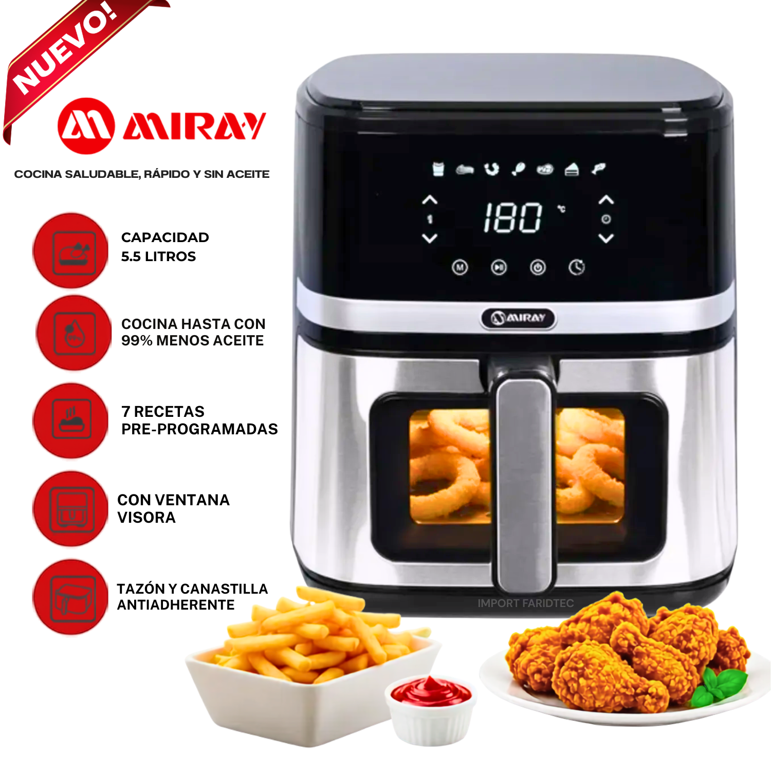 FREIDORA DE AIRE DIGITAL MIRAY DE 5.5 LT - OFM-114 - 1