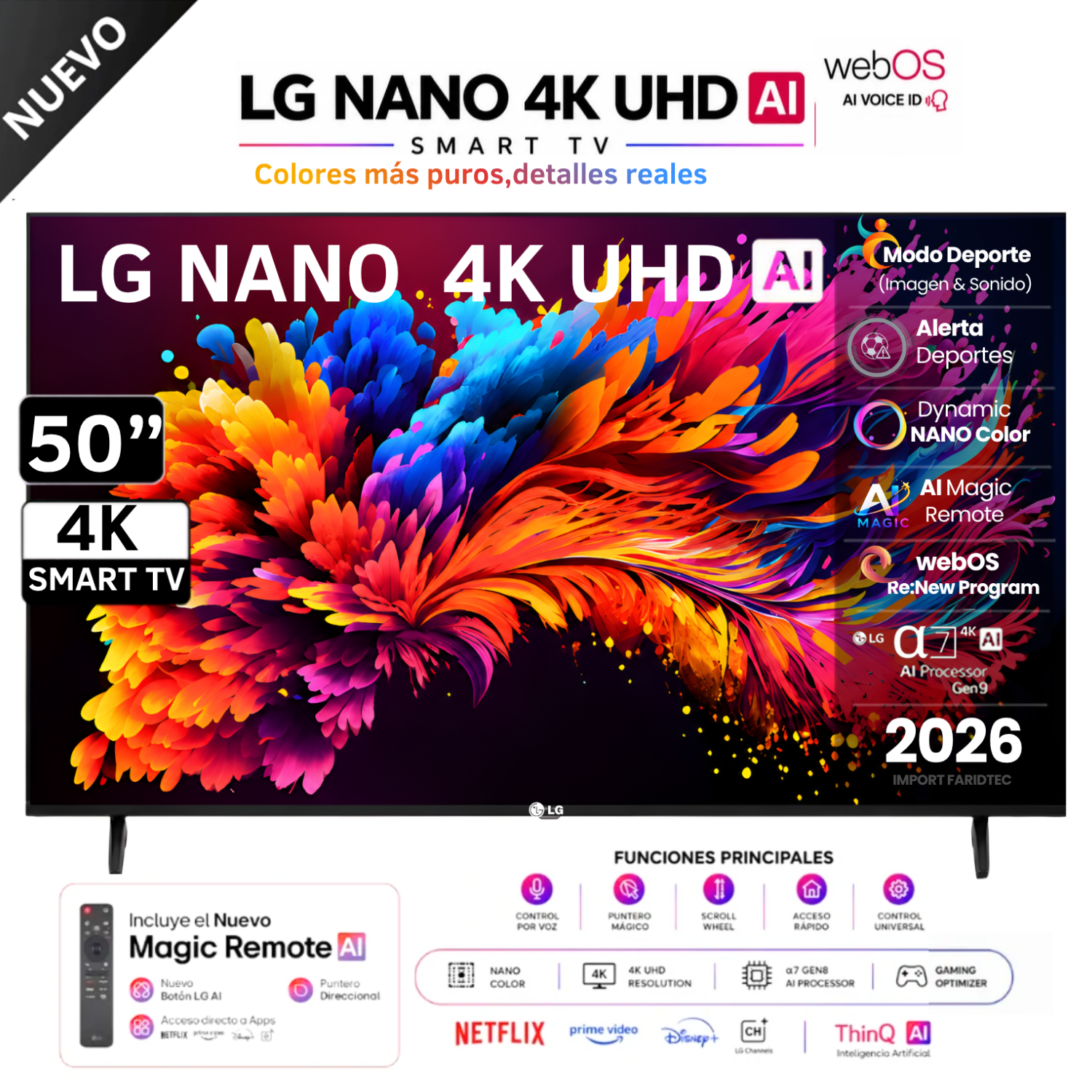 TELEVISOR LG 50 NANO 4K UHD AI SMART TV 50NU800BPSB 2026 - 1