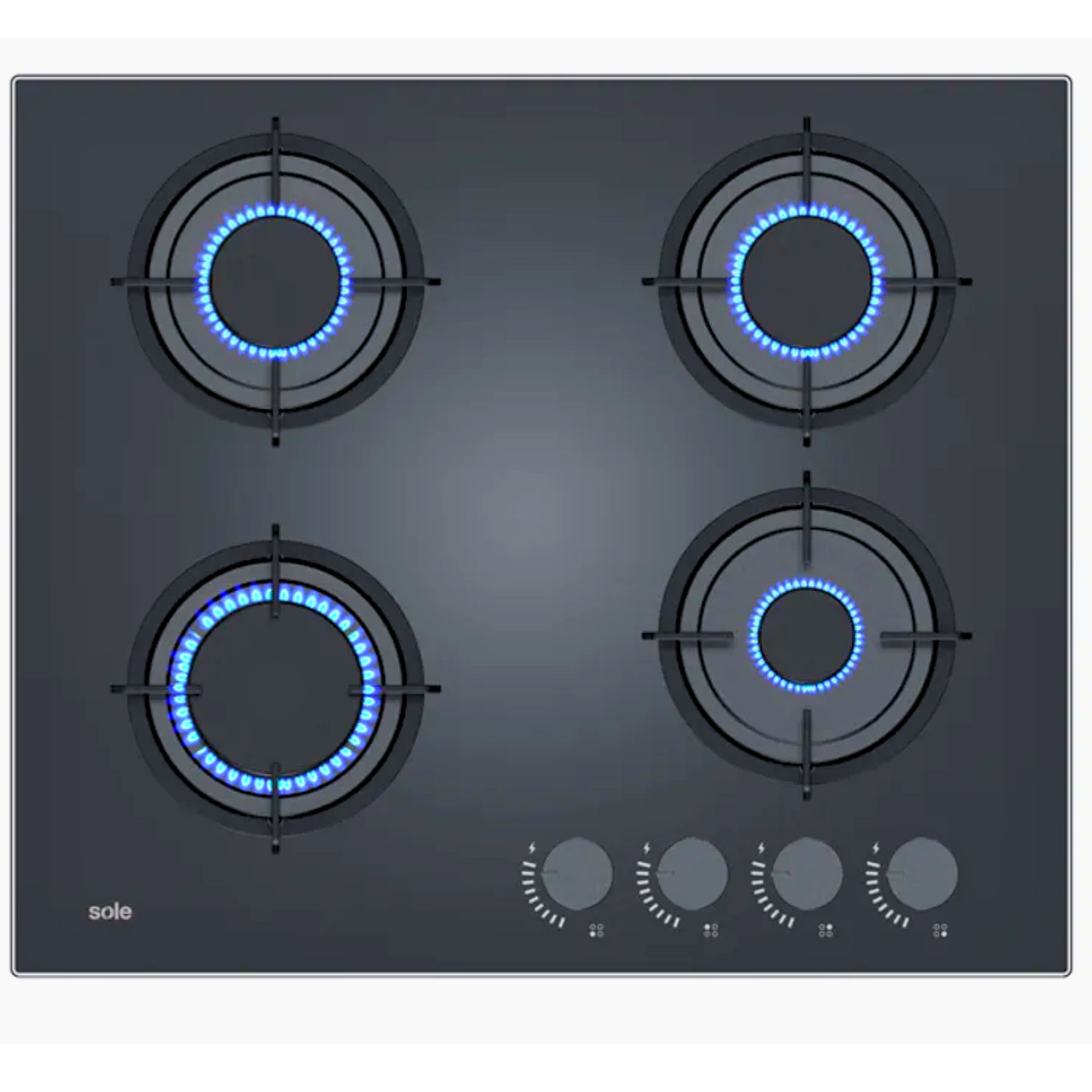 COCINA A GAS EMPOTRABLE VIDRIO TEMPLADO SOLE A GAS 60CM SOLCO049V2 4 HORNILLAS - 3