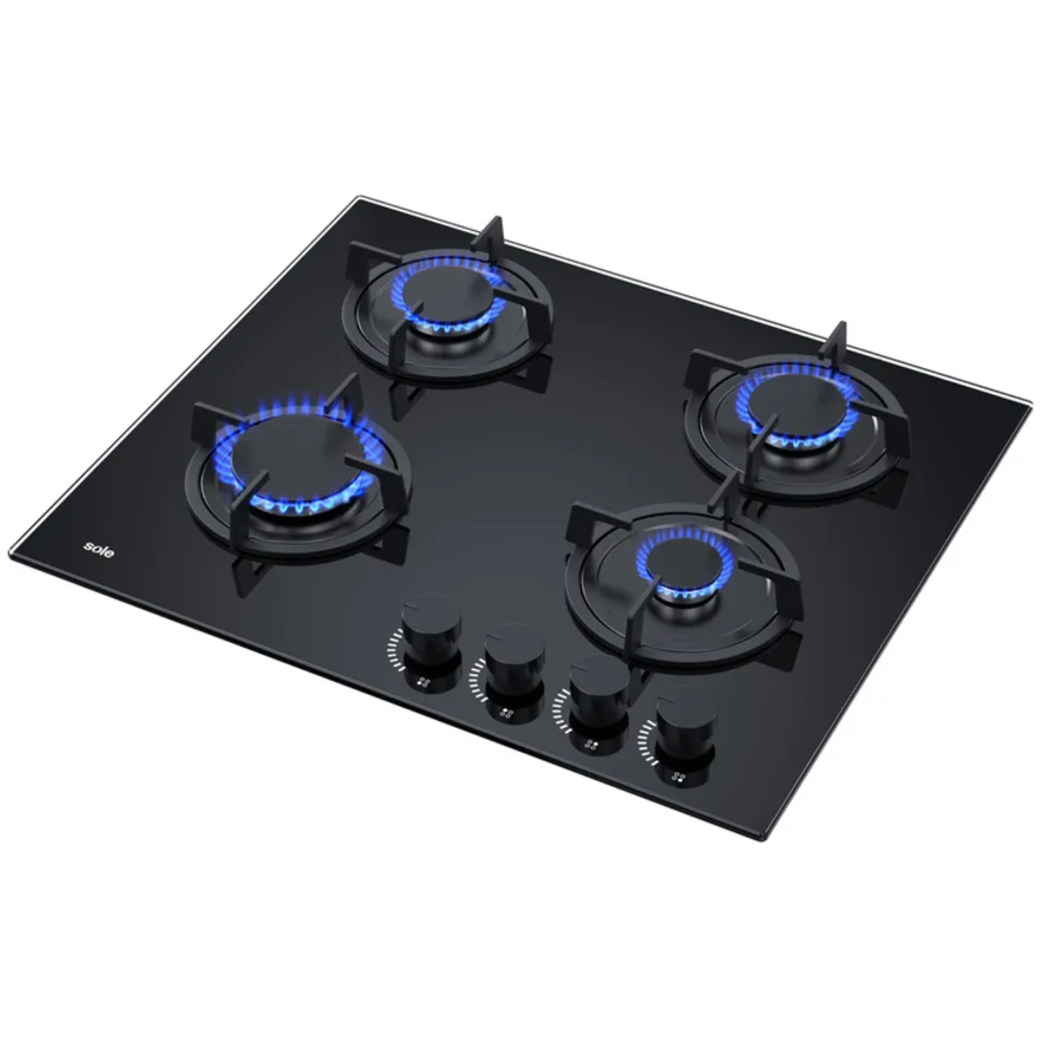 COCINA A GAS EMPOTRABLE VIDRIO TEMPLADO SOLE A GAS 60CM SOLCO049V2 4 HORNILLAS - 4