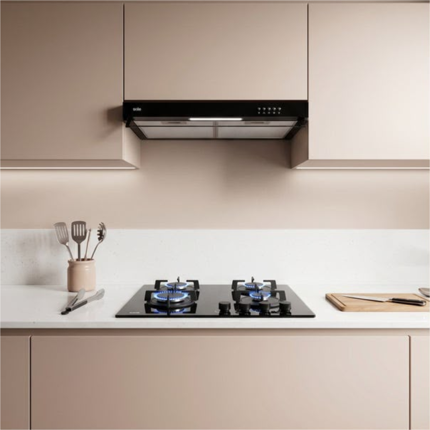COMBO SOLE: COCINA EMPOTRABLE SOLCO049V2 4 HORNILLAS + CAMPANA EXTRACTORA 60CM NYX ACERO INOXIDABLE NEGRO - 2