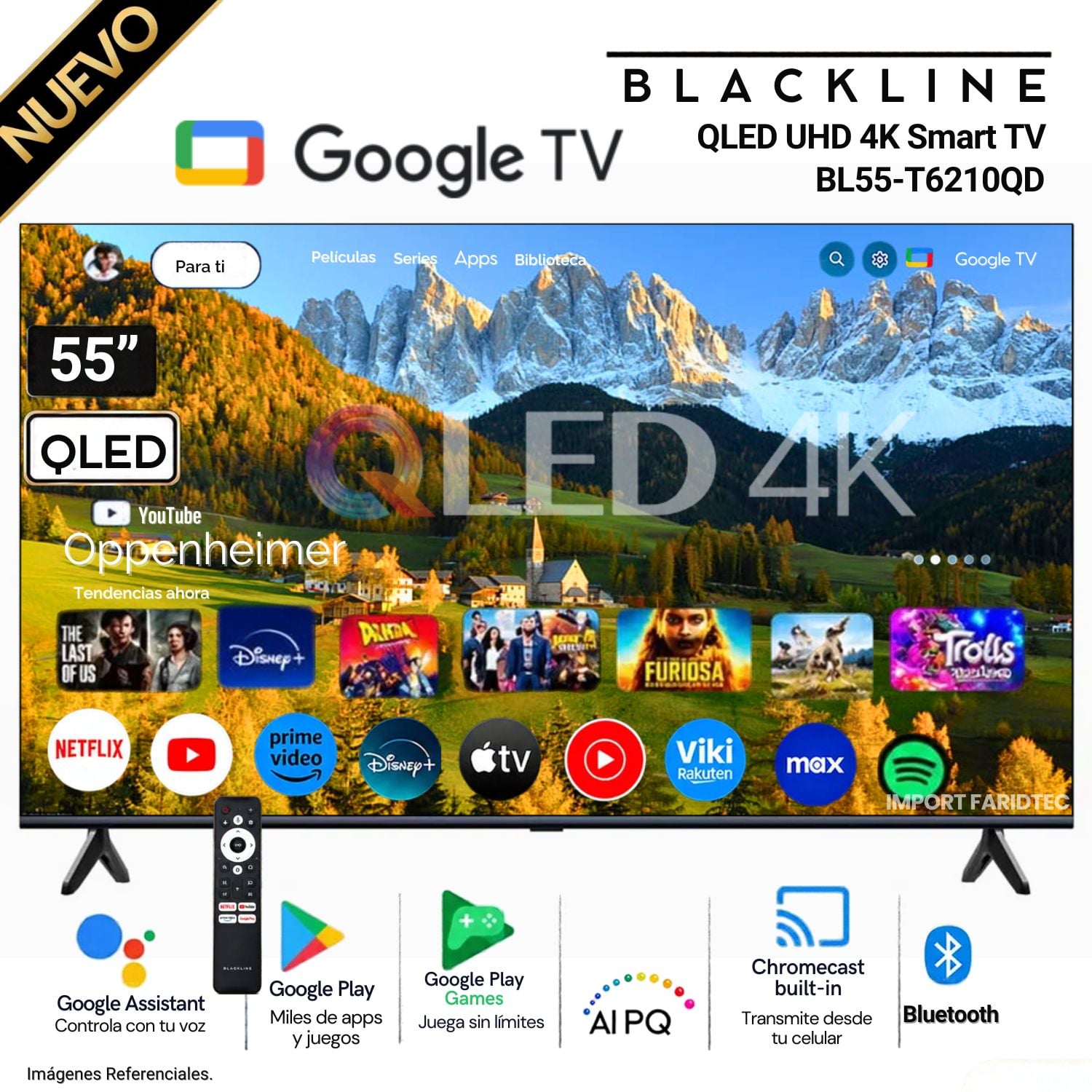 TELEVISOR BLACKLINE QLED 55 UHD 4K SMART TV + GOOGLE TV BL55-T6210QD - 1
