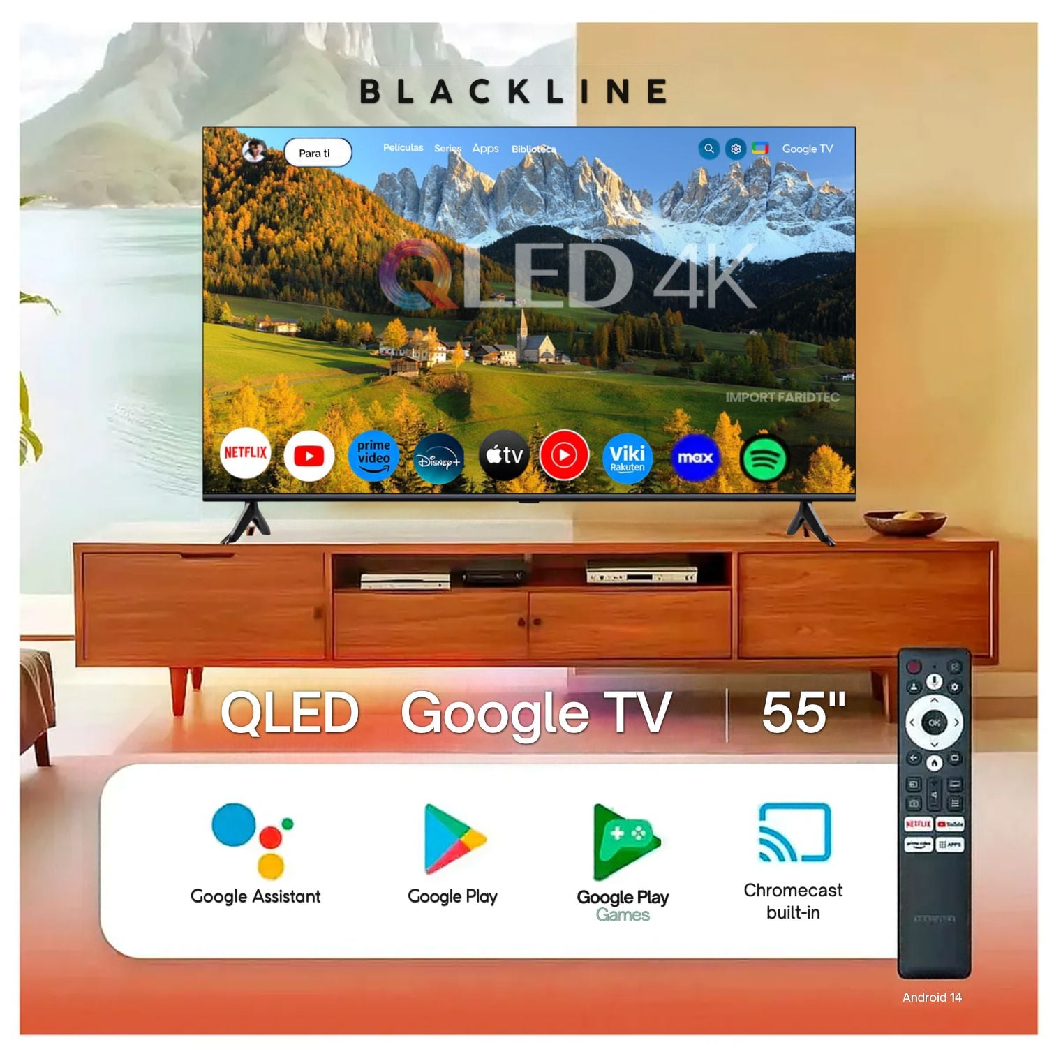 TELEVISOR BLACKLINE QLED 55 UHD 4K SMART TV + GOOGLE TV BL55-T6210QD - 3