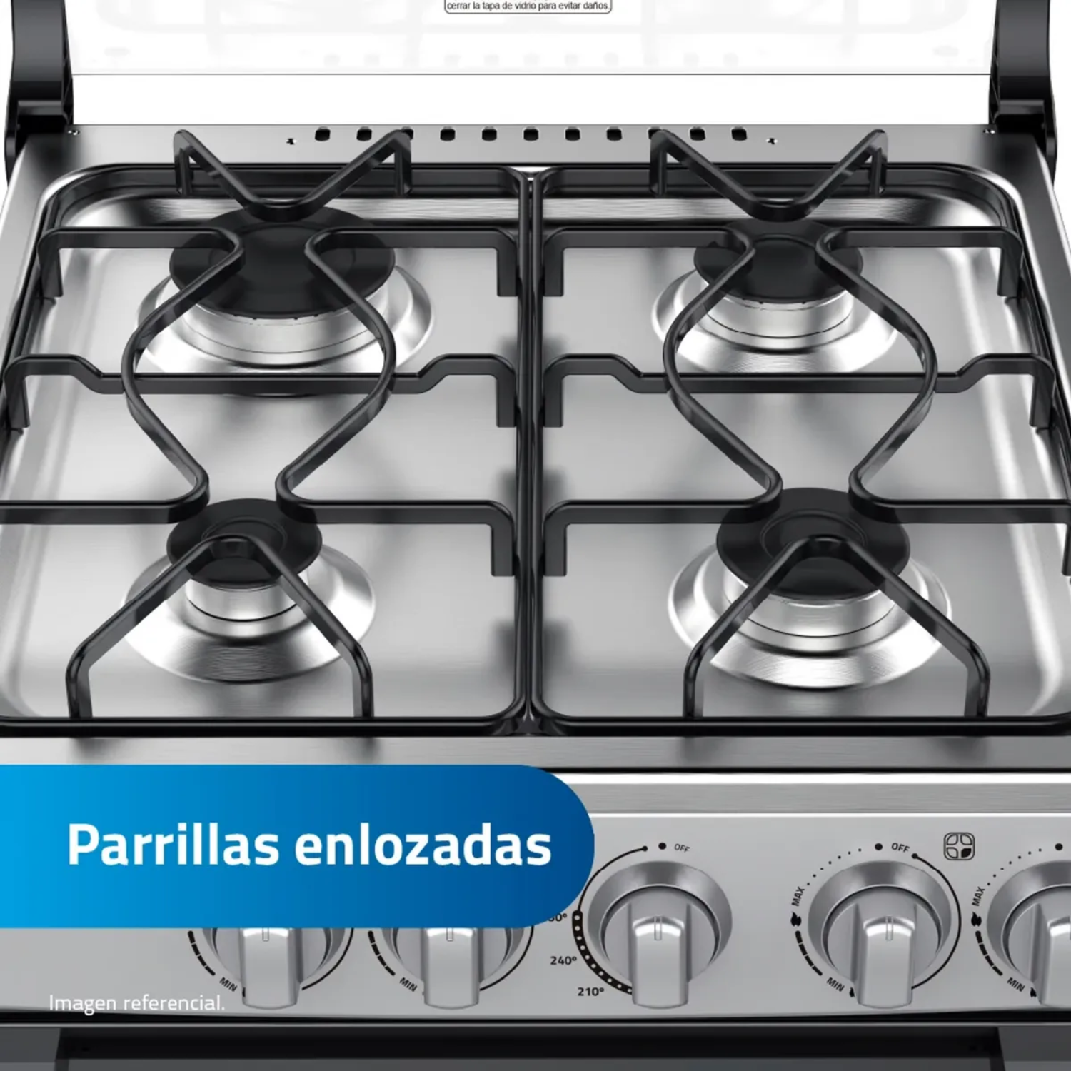 COCINA A GAS INDURAMA 4 HORNILLAS FONTANA - GRIS - 8