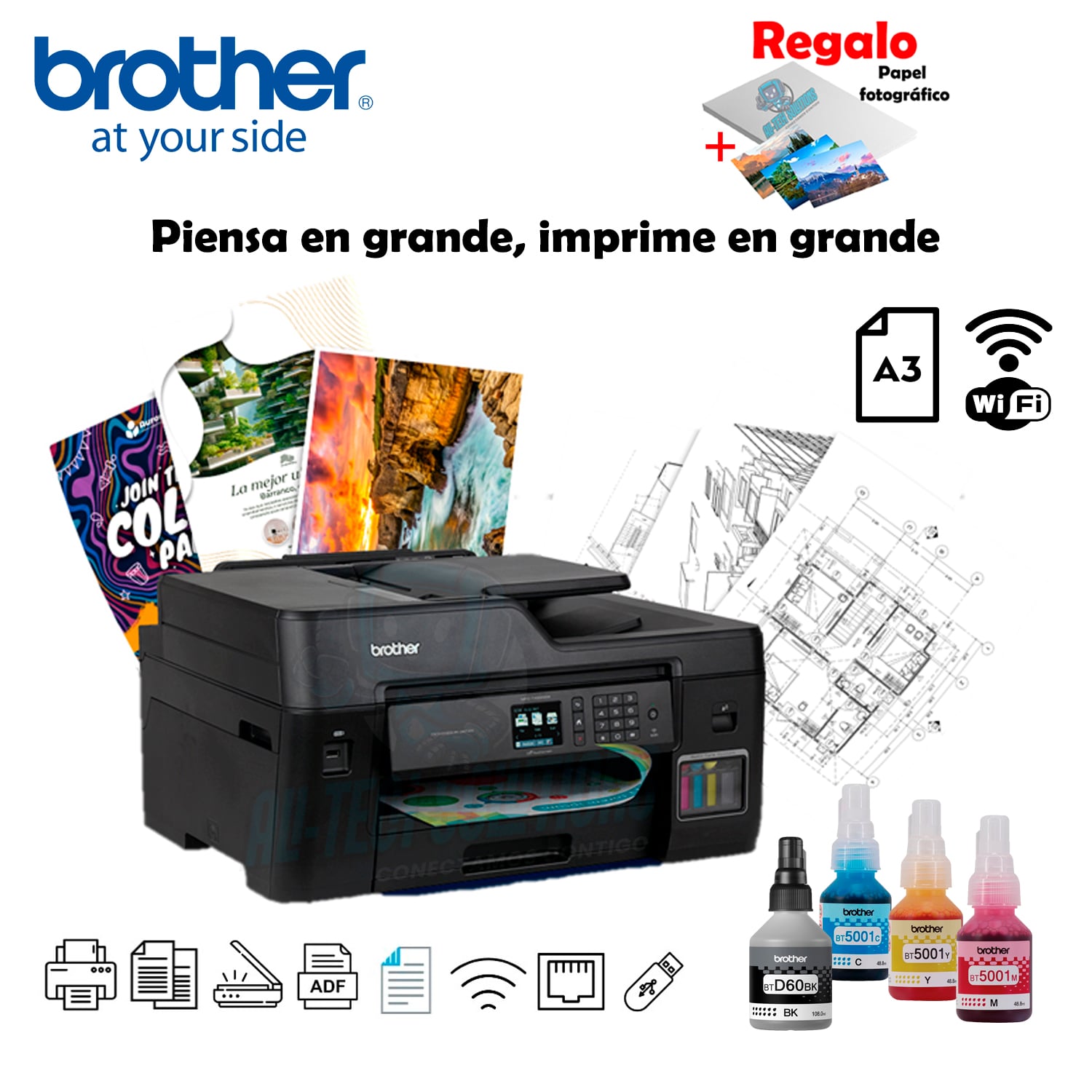IMPRESORA BROTHER MULTIFUNCIONAL MFC-T4500DW - 2