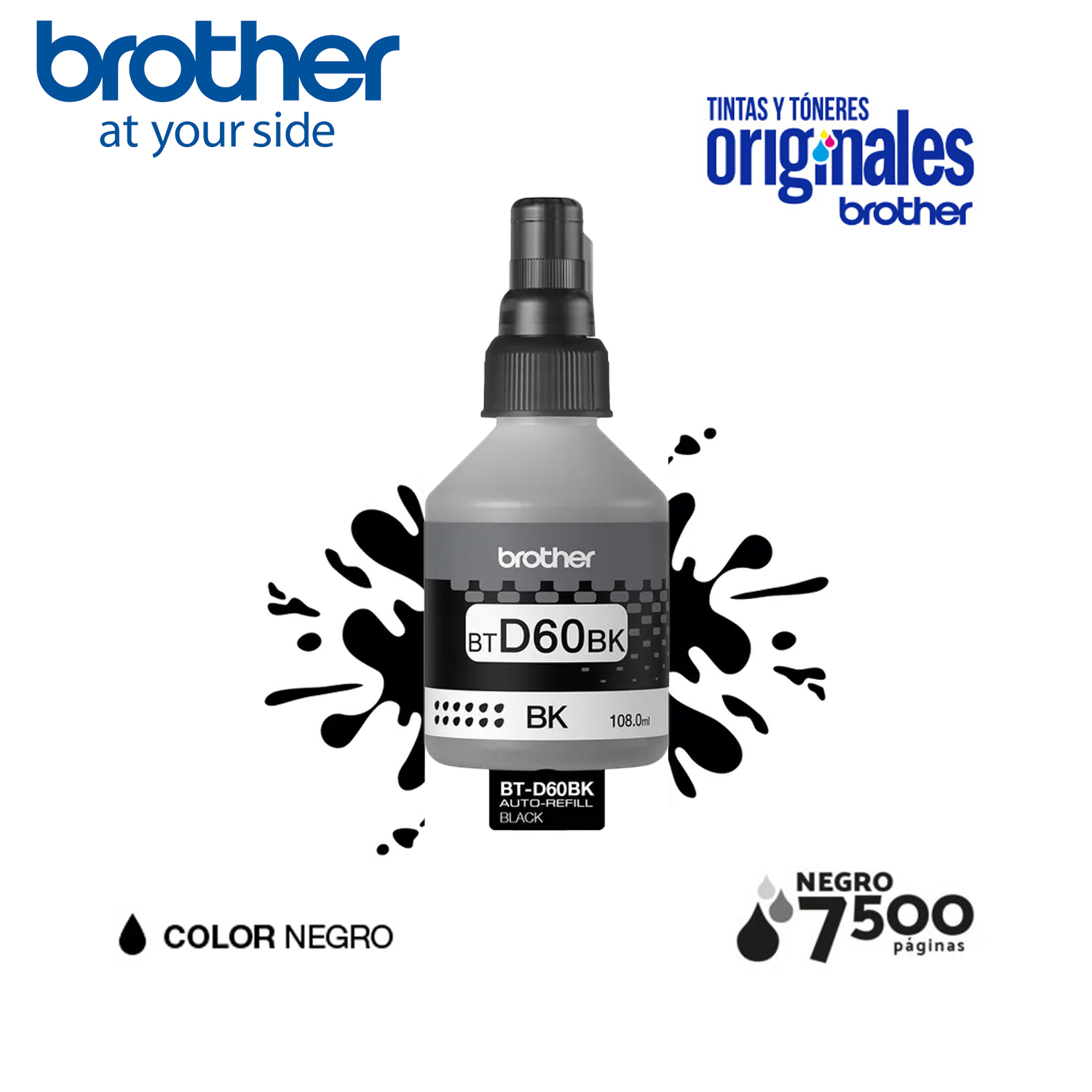 TINTA ORIGINAL BROTHER BTD60BK COLOR NEGRO - 2