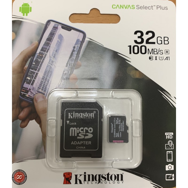 TARJETA MICROSD KINGSTON 32 GB ALTA VELOCIDAD + ADAPTADOR - 1
