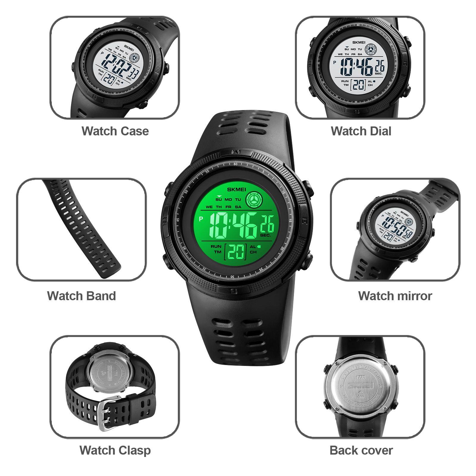 RELOJ SKMEI 1773 NEGRO CON LUCES PARA NIÑOS - 4