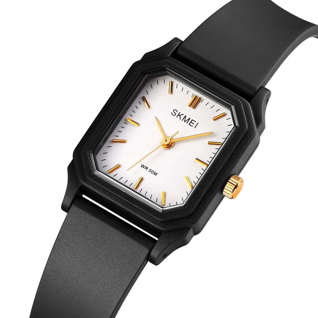 RELOJ SKMEI 1651 NEGRO DETALLES DORADOS CORREA SILICONA PARA MUJER - 1