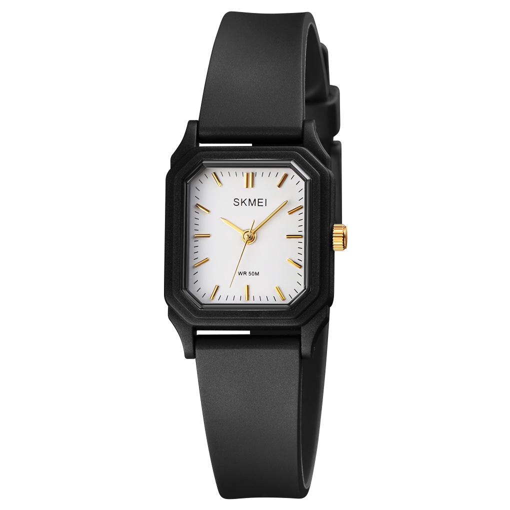 RELOJ SKMEI 1651 NEGRO DETALLES DORADOS CORREA SILICONA PARA MUJER - 2