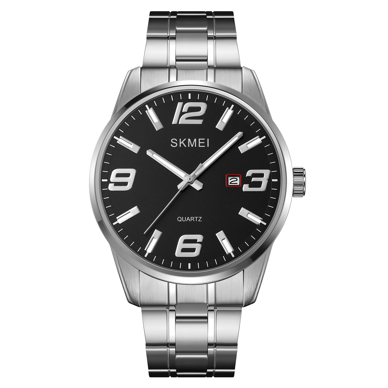 RELOJ SKMEI 2087 PLATEADO FONDO NEGRO FECHA ANALÓGO - 2
