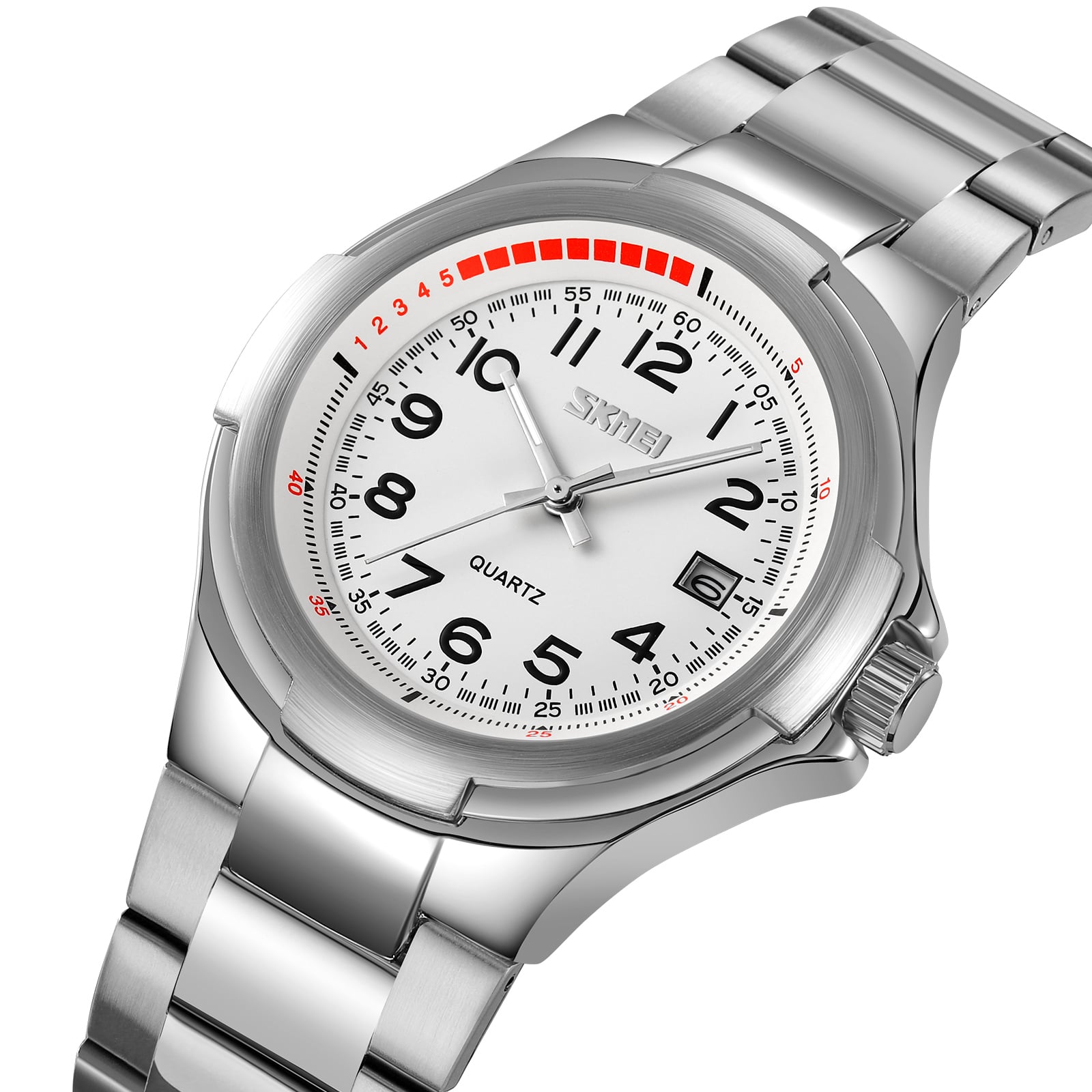 RELOJ SKMEI 9320 CORREA ACERO NÚMEROS ANALOGO PARA CABALLERO - 1
