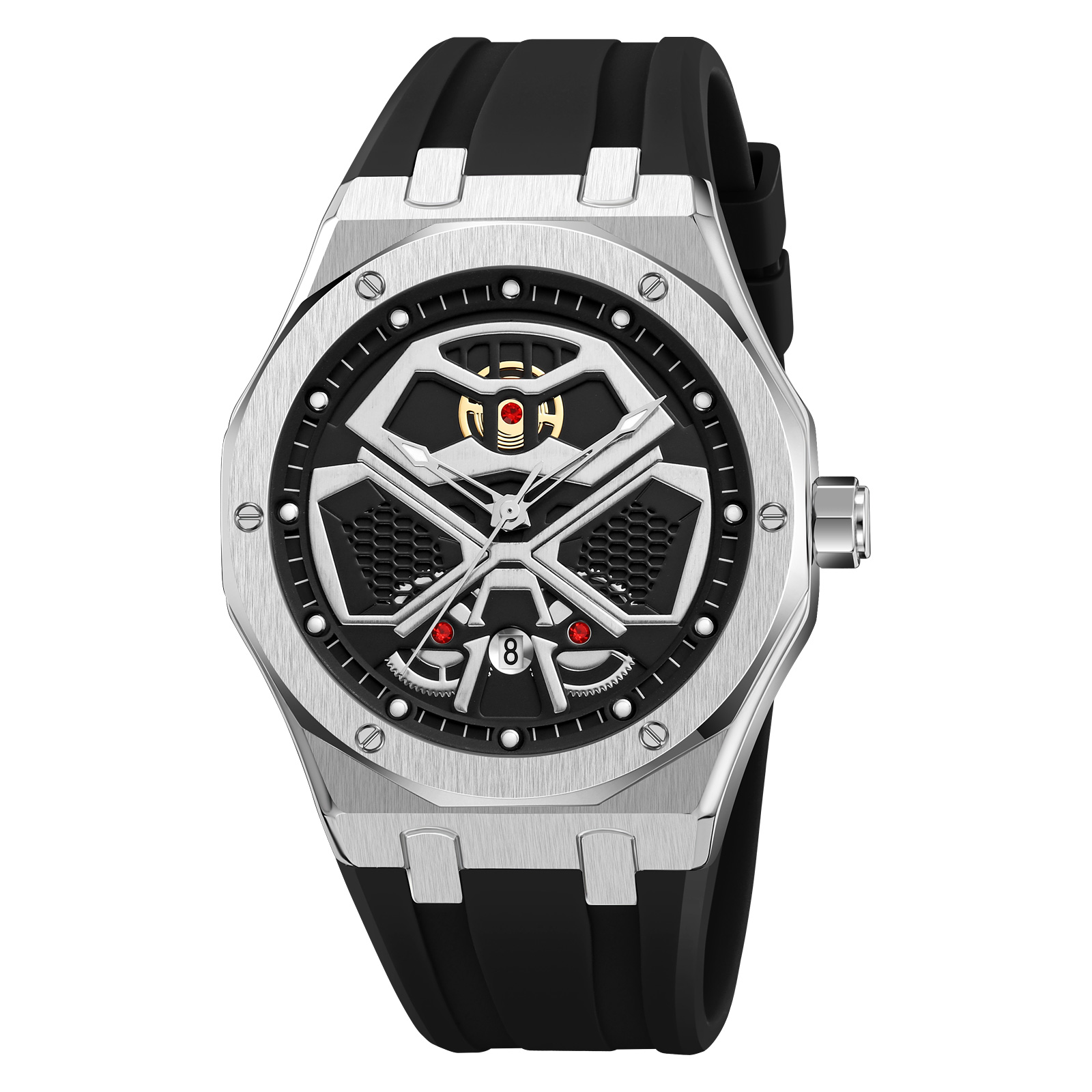 RELOJ SKMEI 9362 NEGRO CON DETALLES PLATA ANALÓGO - 1