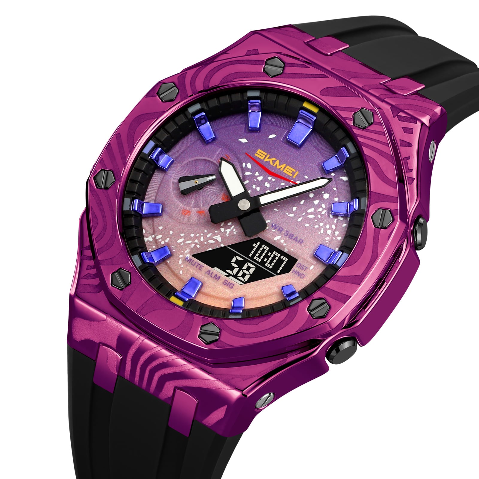 RELOJ SKMEI 2471 MORADO CORREA SILICONA HORA MUNDIAL - 1