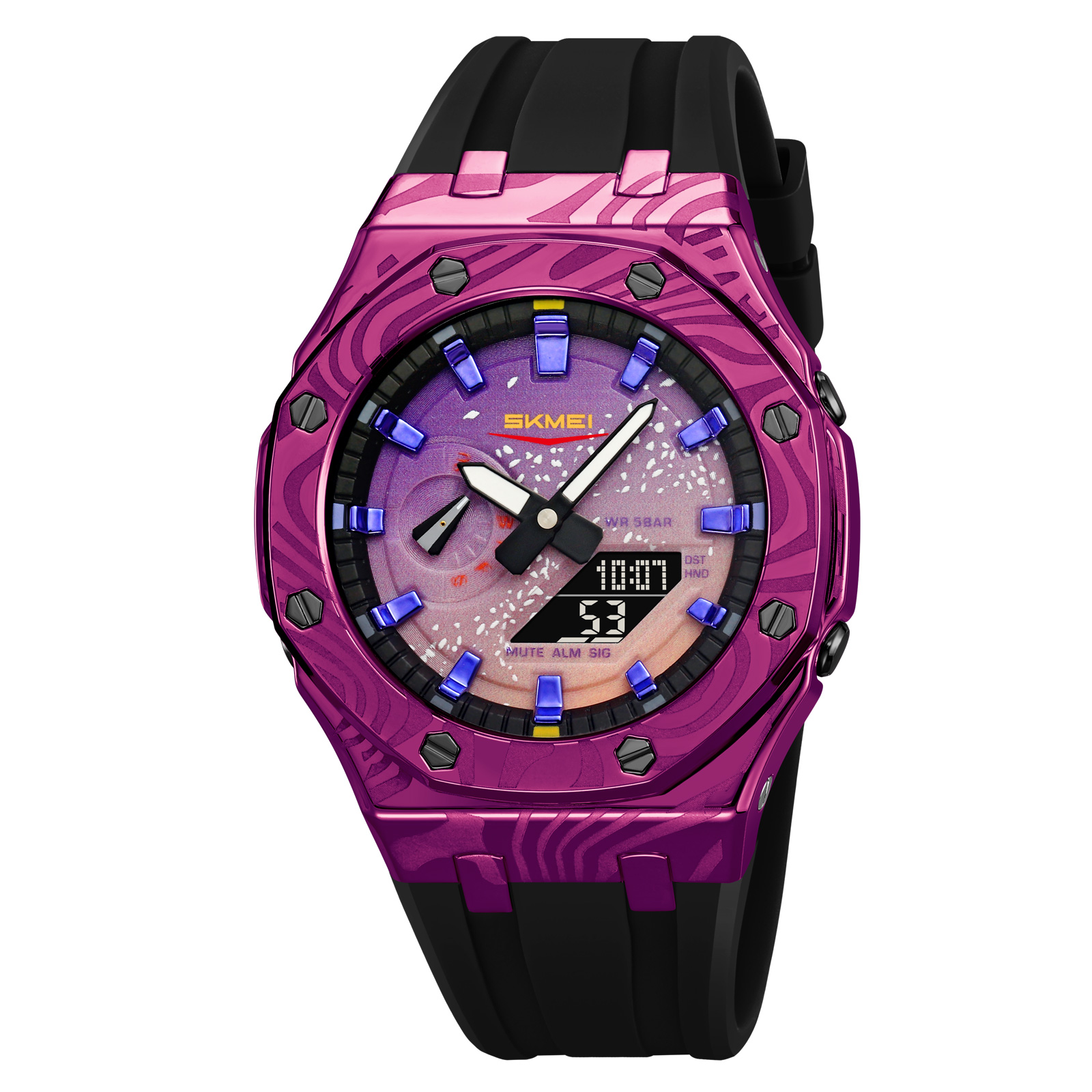 RELOJ SKMEI 2471 MORADO CORREA SILICONA HORA MUNDIAL - 2
