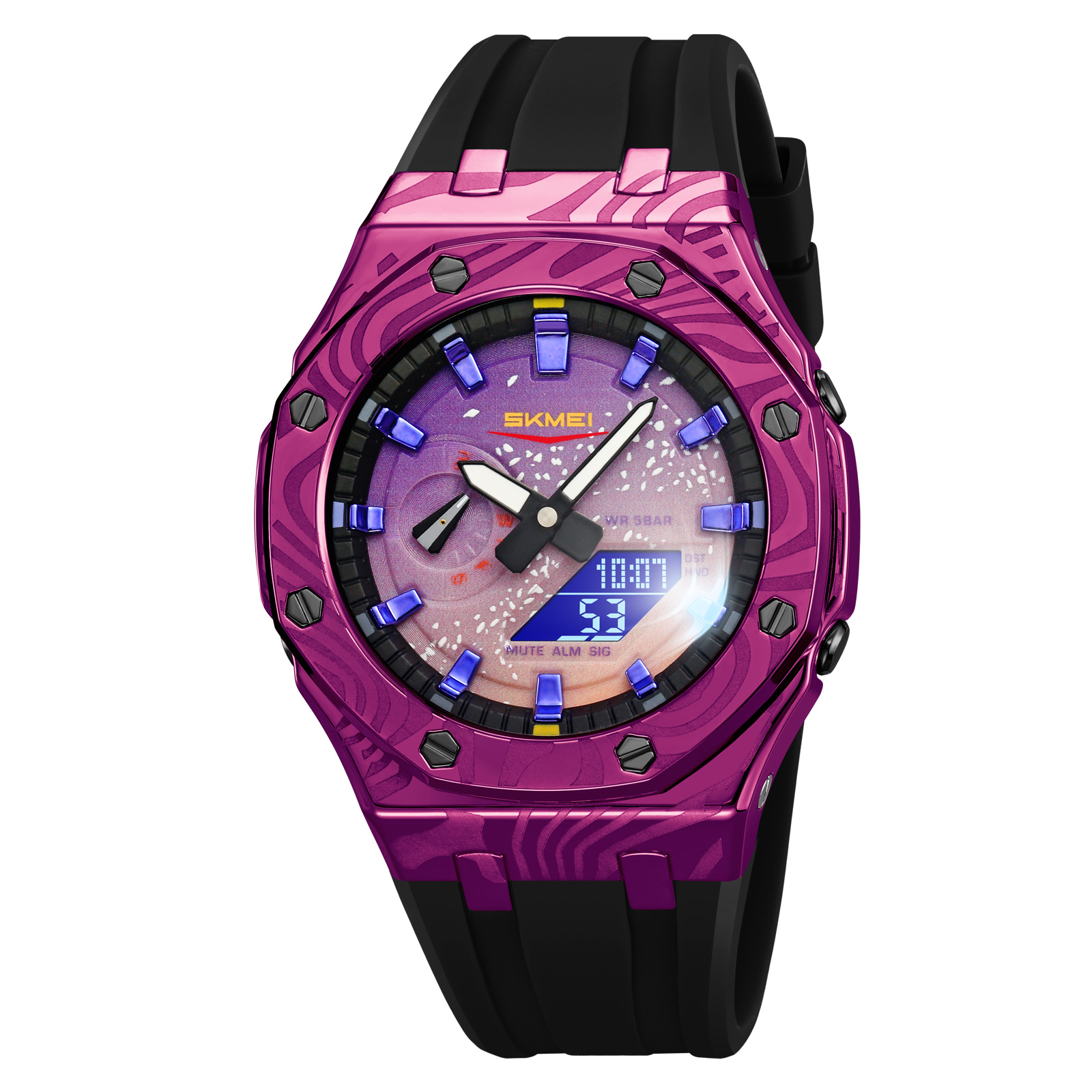RELOJ SKMEI 2471 MORADO CORREA SILICONA HORA MUNDIAL - 3