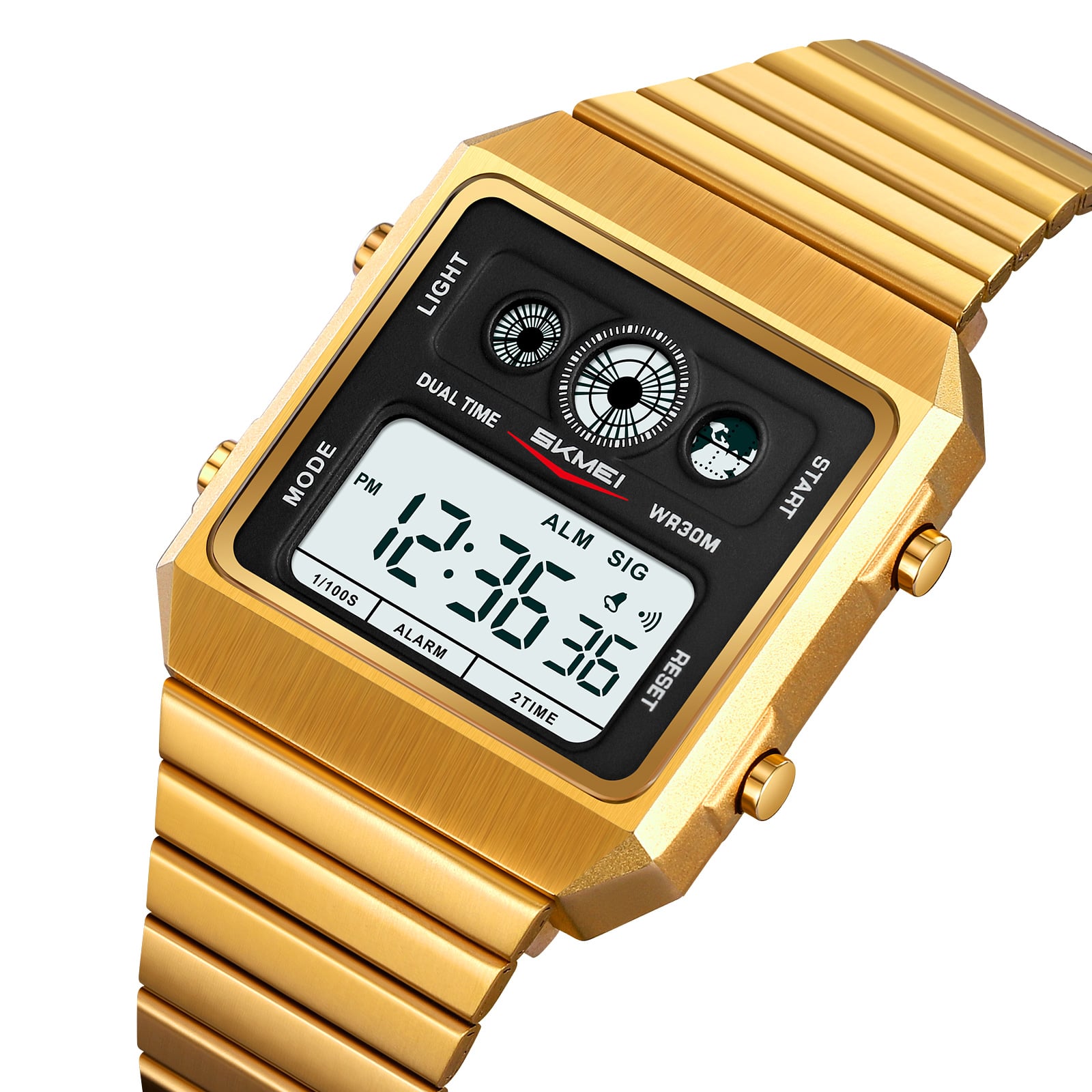 RELOJ SKMEI 2450 PLATEADO Y DORADO UNISEX DIGITAL - 1