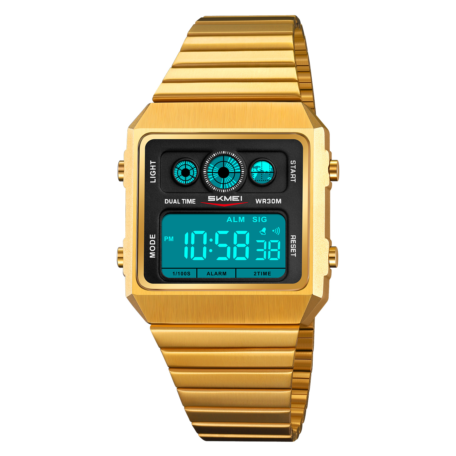 RELOJ SKMEI 2450 PLATEADO Y DORADO UNISEX DIGITAL - 2