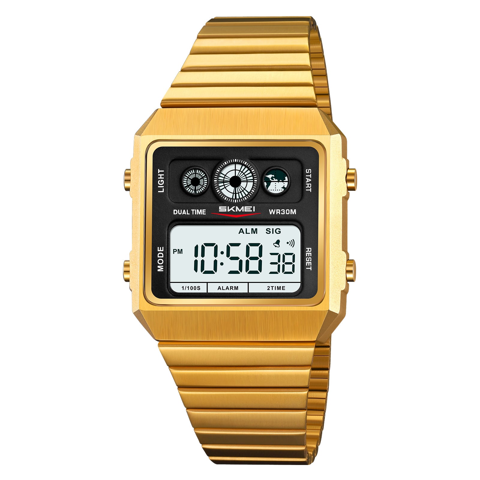 RELOJ SKMEI 2450 PLATEADO Y DORADO UNISEX DIGITAL - 3