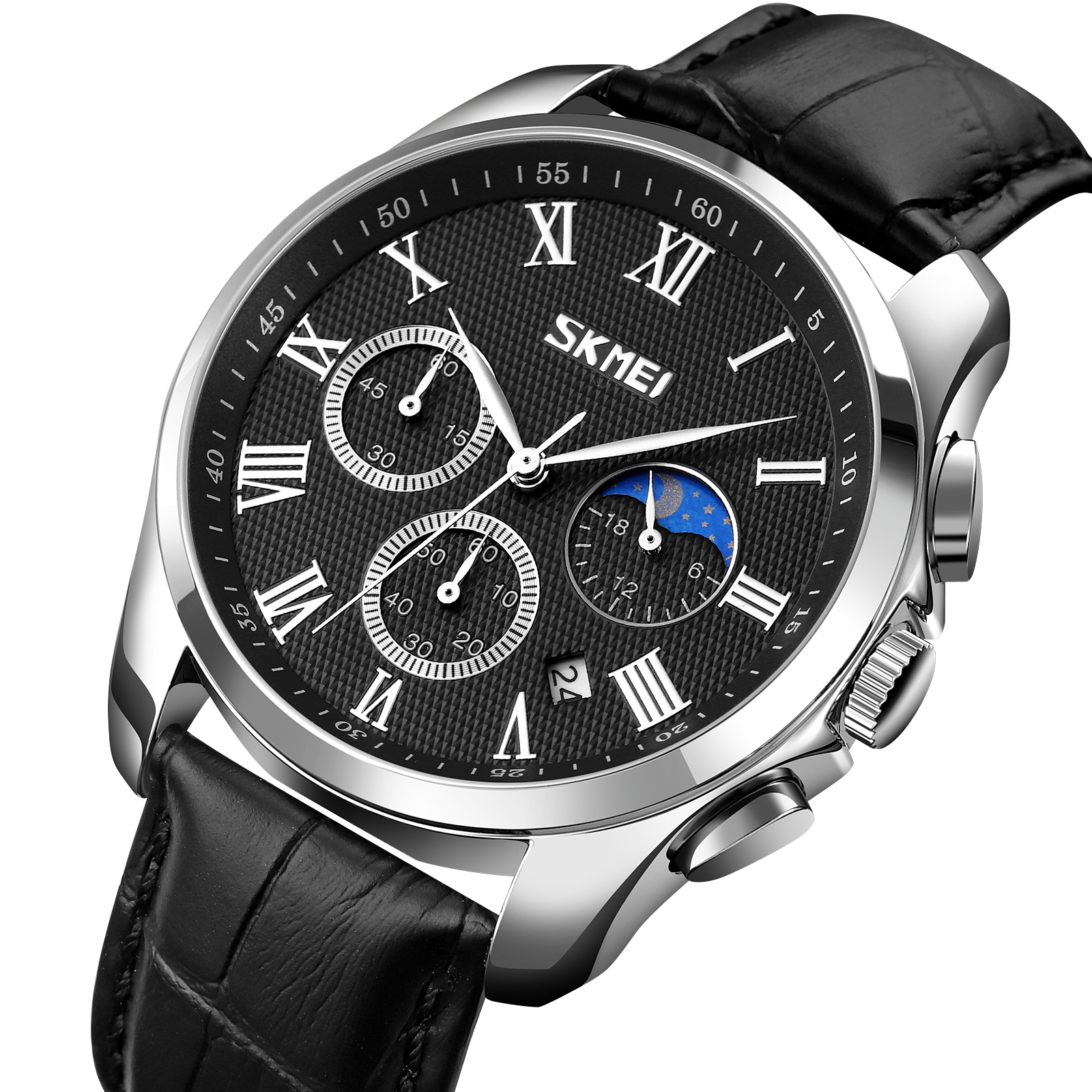 RELOJ SKMEI 9260 FASE LUNAR CORREA DE CUERO - 1
