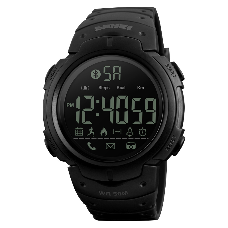 RELOJ SKMEI 1301 SMARTWATCH PODÓMETRO BLUETOOTH NEGRO CORREA SILICONA - 2