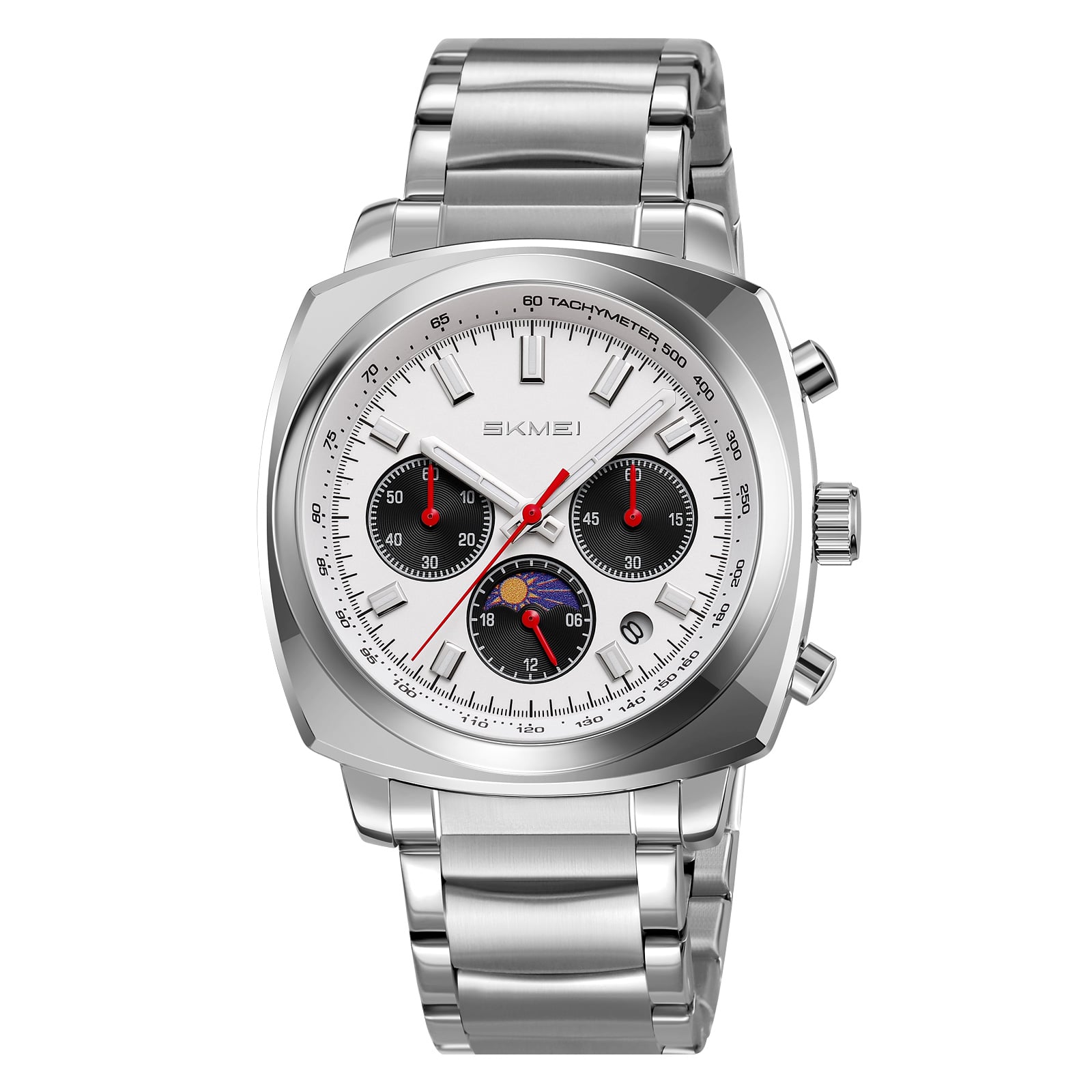 RELOJ SKMEI 9360 PLATEADO CORREA ACERO DIGITAL ANALOGO - 2
