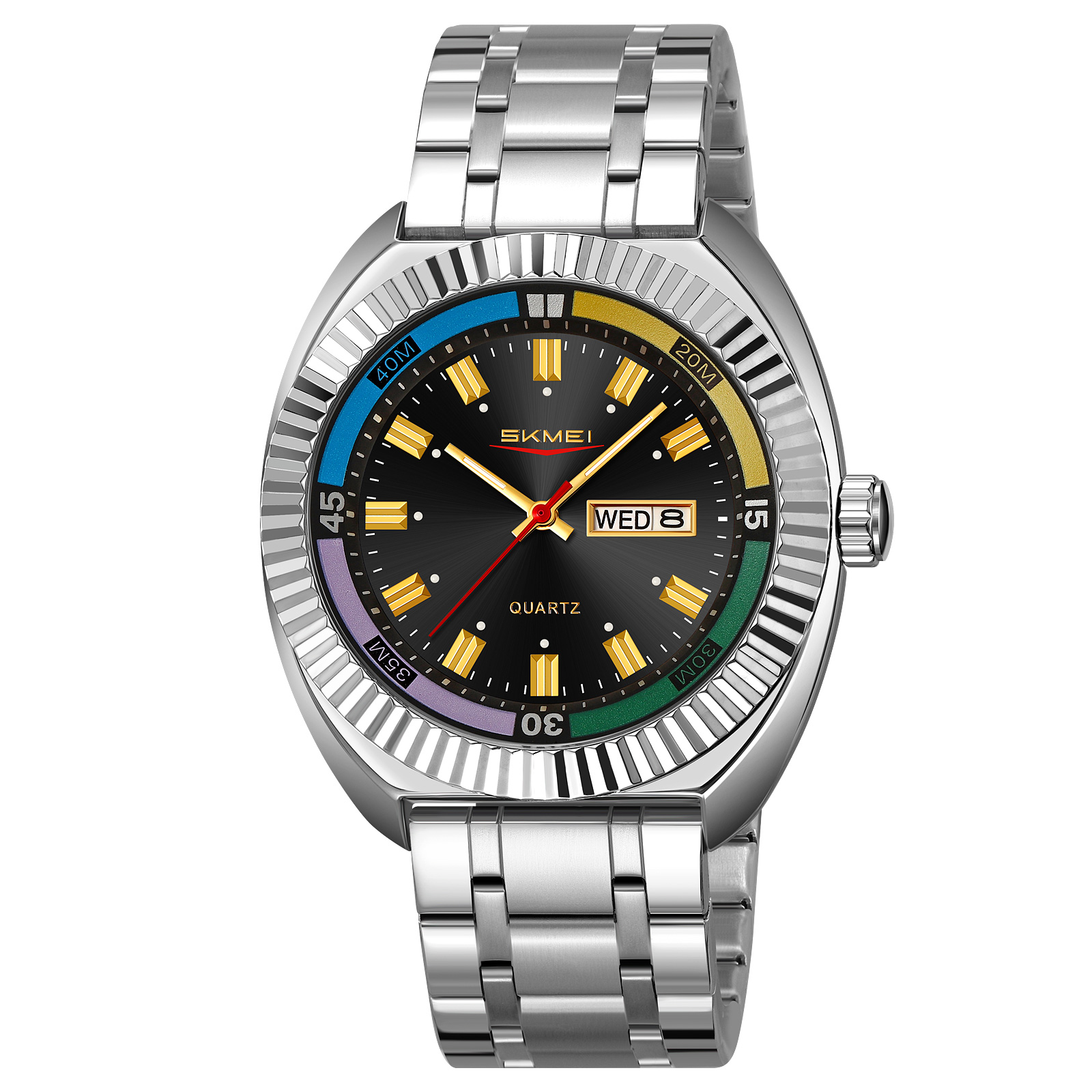 RELOJ SKMEI 9353 PLATEADO ANALÓGO CORREA ACERO - 2