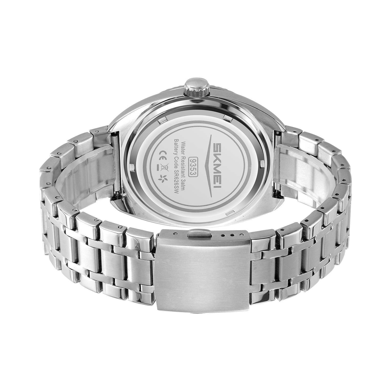 RELOJ SKMEI 9353 PLATEADO ANALÓGO CORREA ACERO - 3