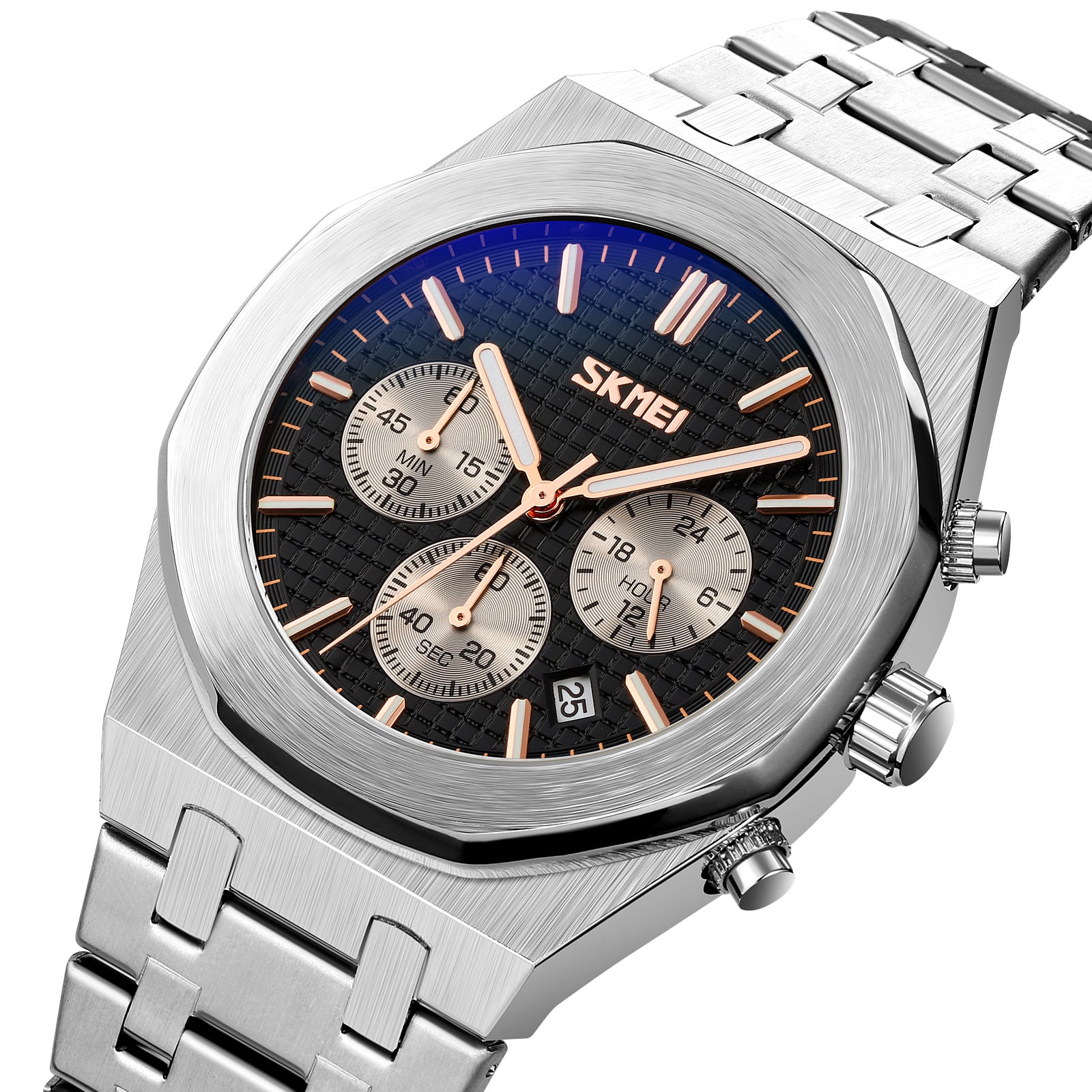 RELOJ SKMEI 9296 PLATEADO DIAL NEGRO CRONÓMETRO - 1