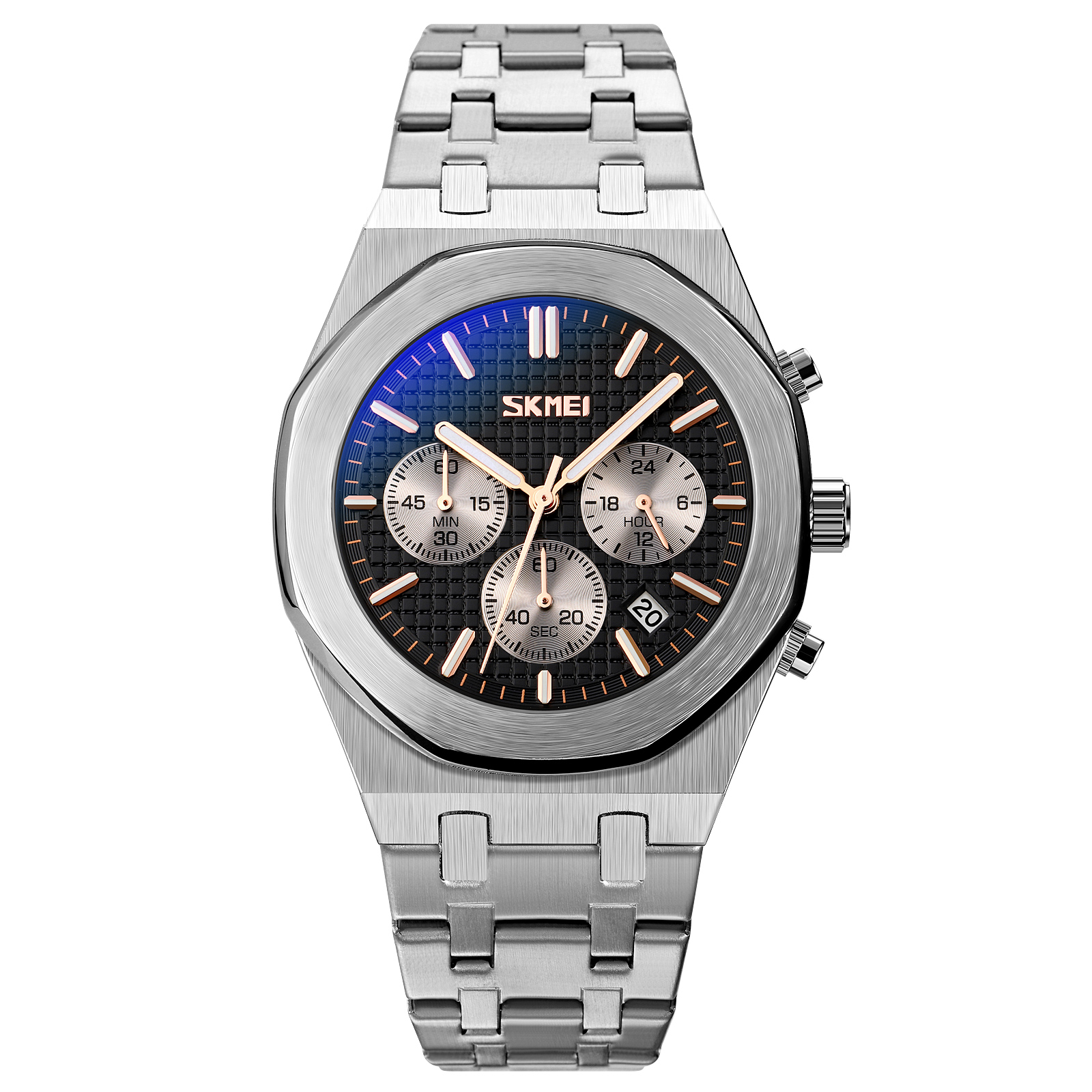RELOJ SKMEI 9296 PLATEADO DIAL NEGRO CRONÓMETRO - 2
