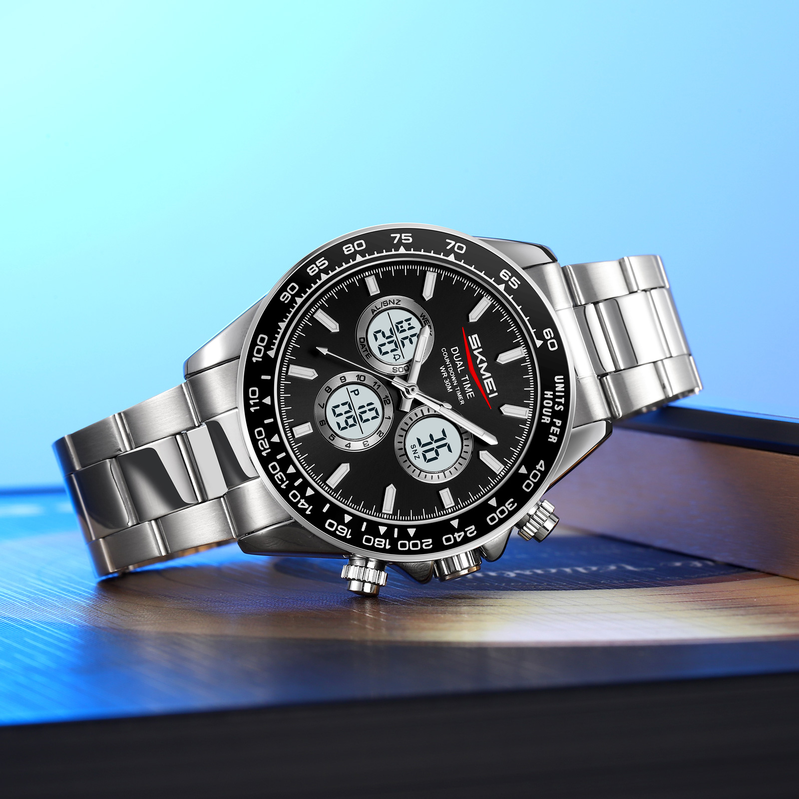 RELOJ SKMEI 2505 CORREA ACERO DIGITAL ANALOGO - 5