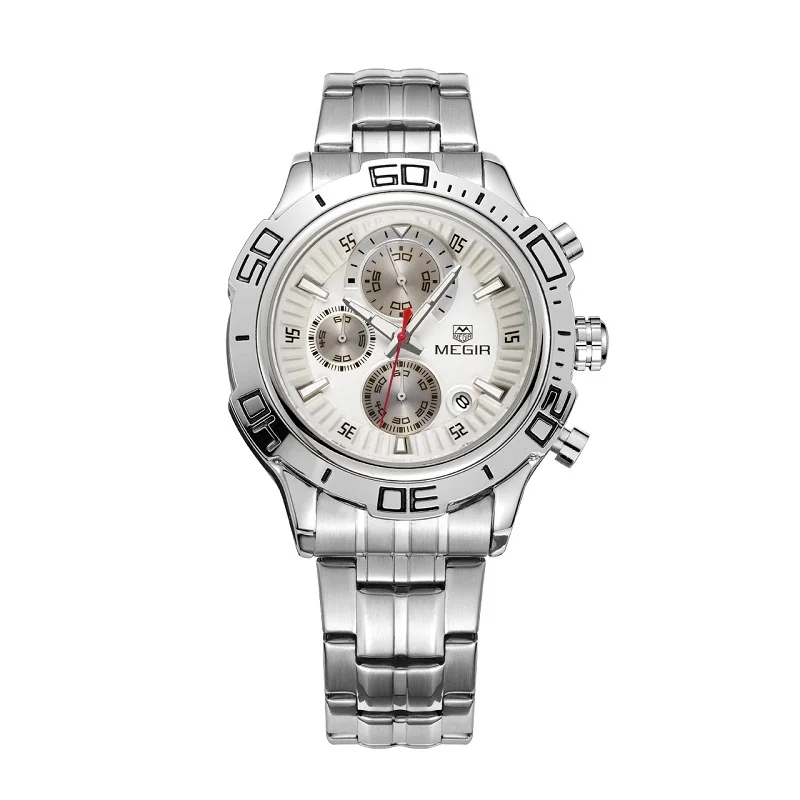 RELOJ HOMBRE MEGIR 2019G PLATEADO CON MULTIPLES CRONOGRAFOS - 1