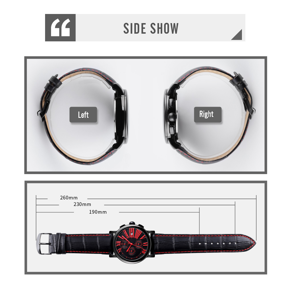RELOJ SKMEI 9196 NEGRO CON DETALLES ROJOS CRONOGRAFO - 3