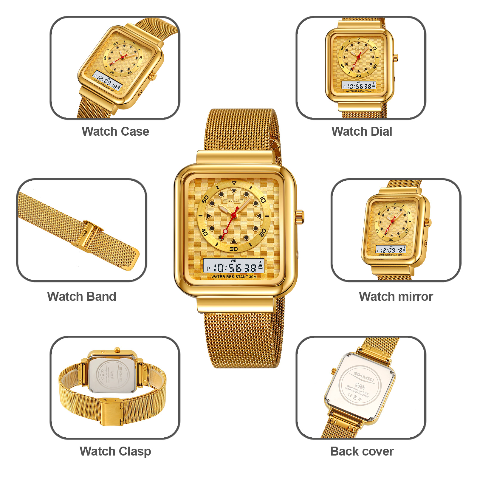 RELOJ SKMEI 2466 PLATEADO DIGITAL ANALOGO UNISEX - 3