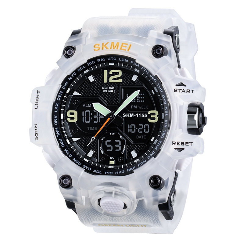 RELOJ SKMEI 1155 BLANCO TRANSPARENTE CORREA SILICONA - 1